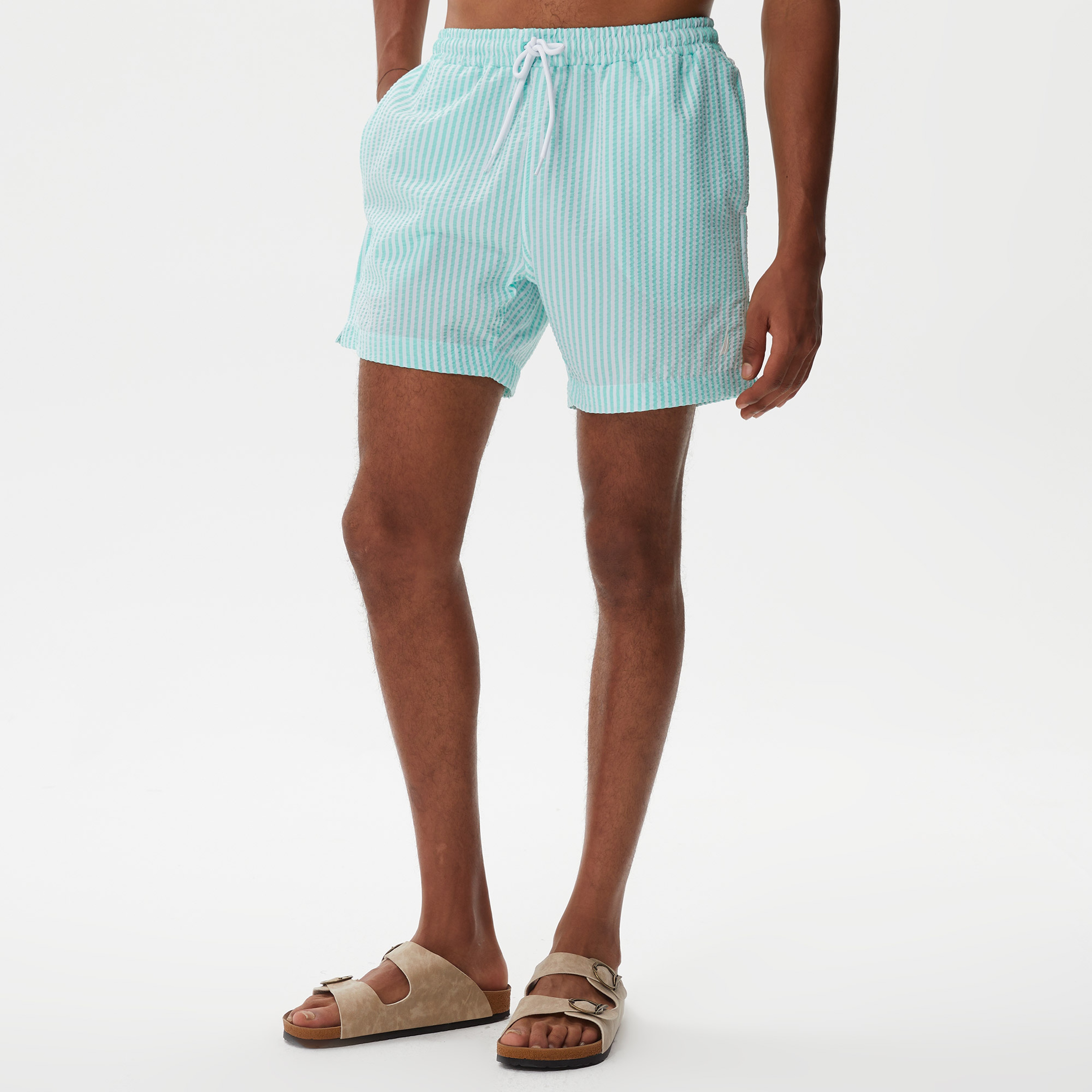 Nautica Erkek Yeşil Çizgili Mayo Şort