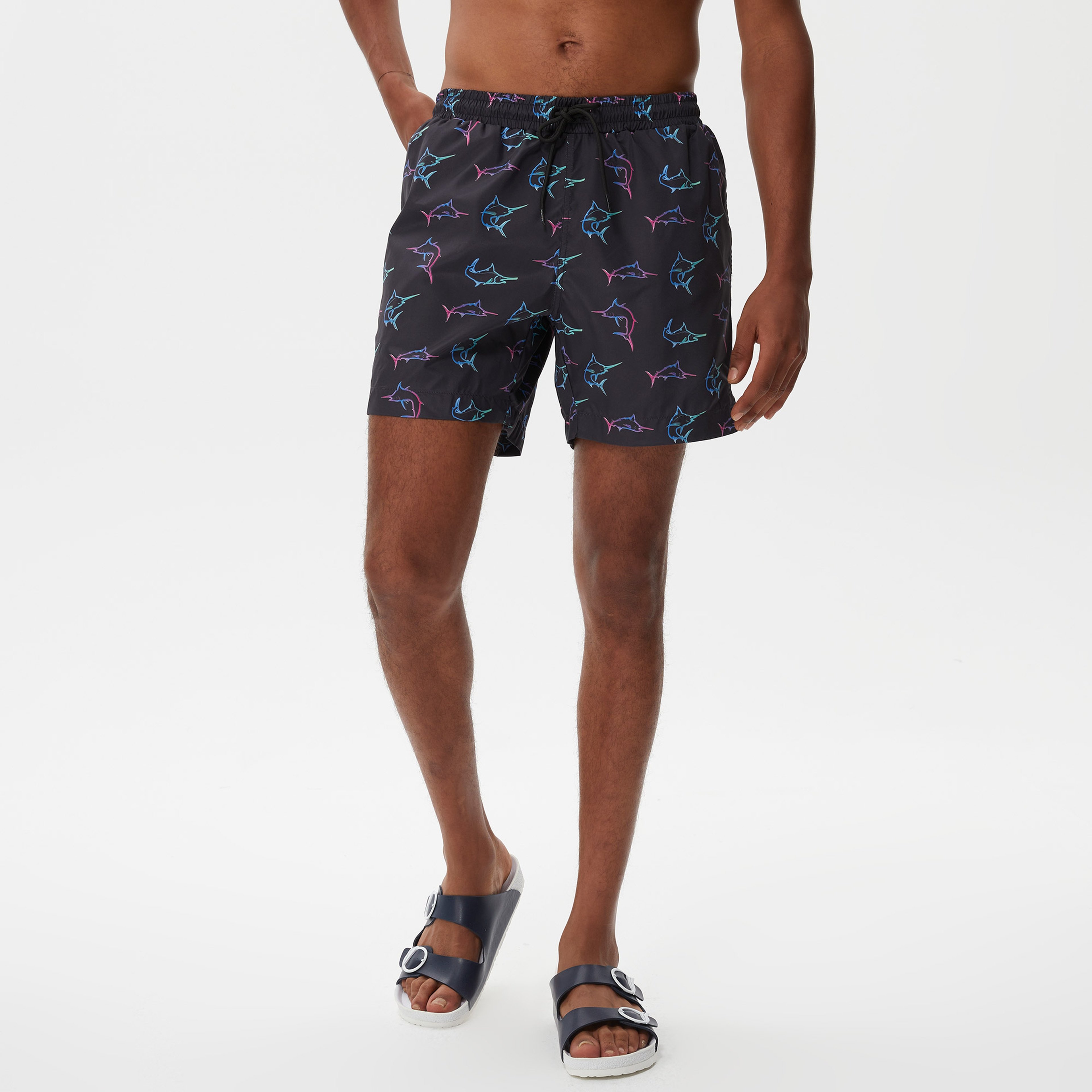 Nautica Erkek Siyah Baskılı Mayo Şort