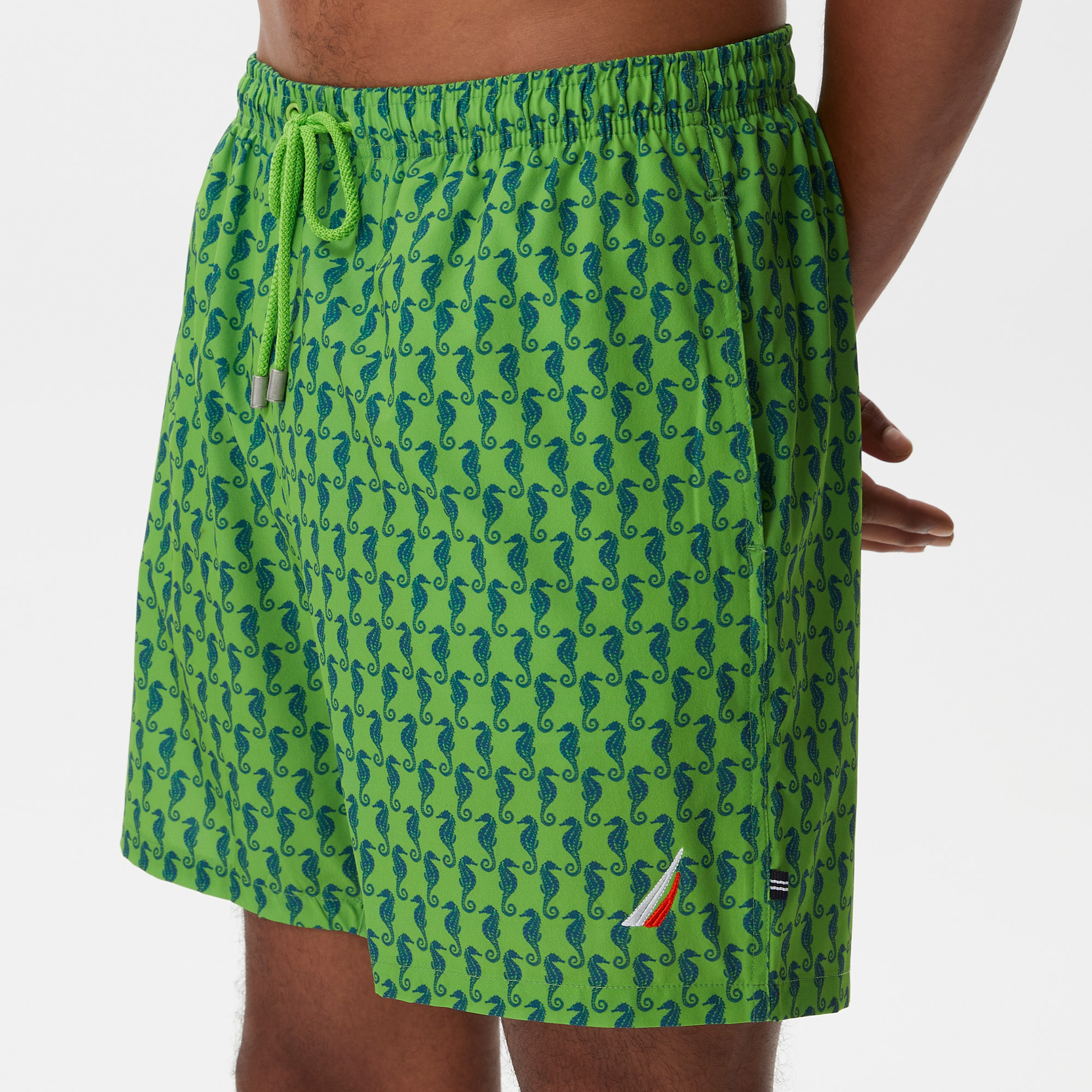 Nautica Erkek Yeşil Baskılı Deniz Şortu