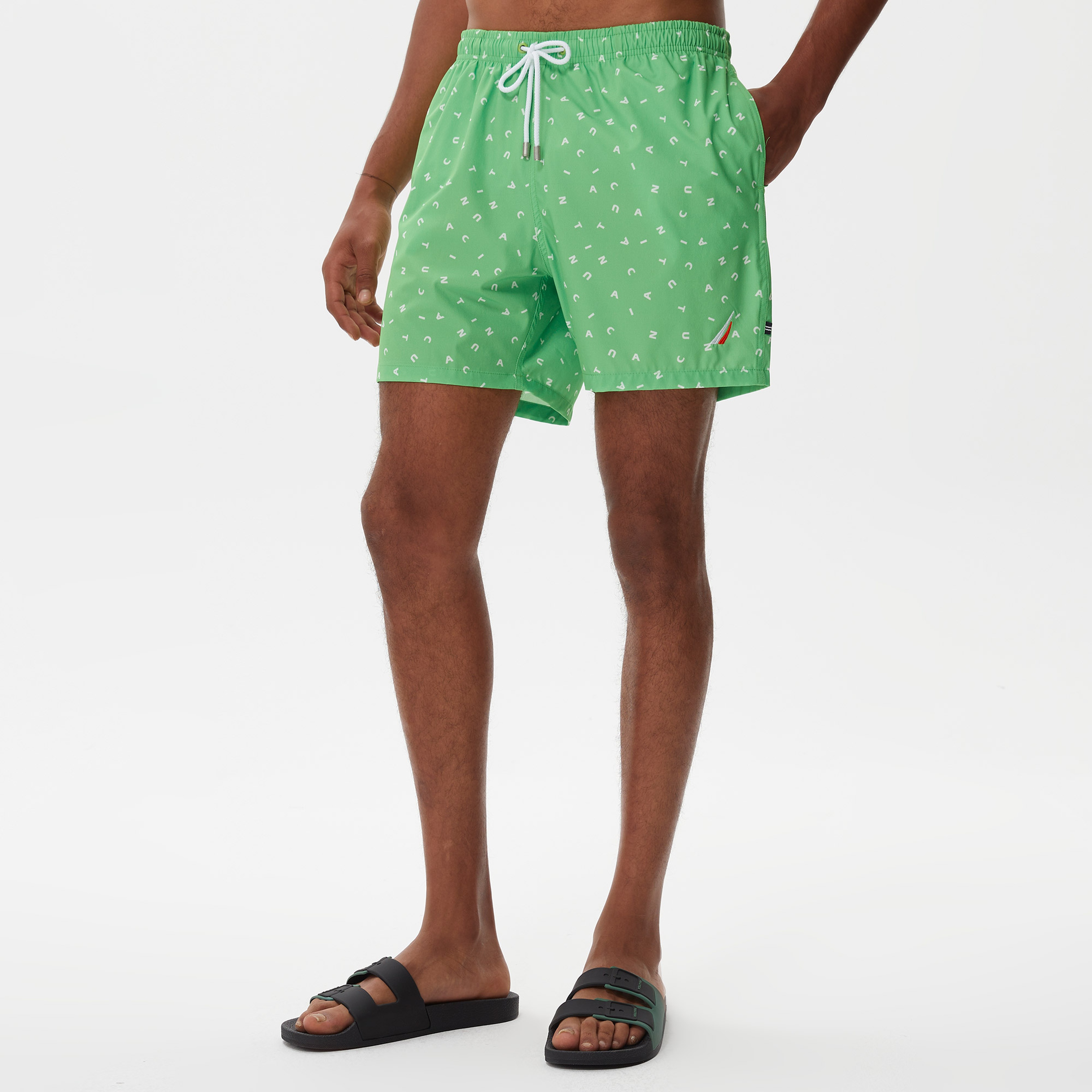 Nautica Erkek Yeşil Baskılı Deniz Şortu