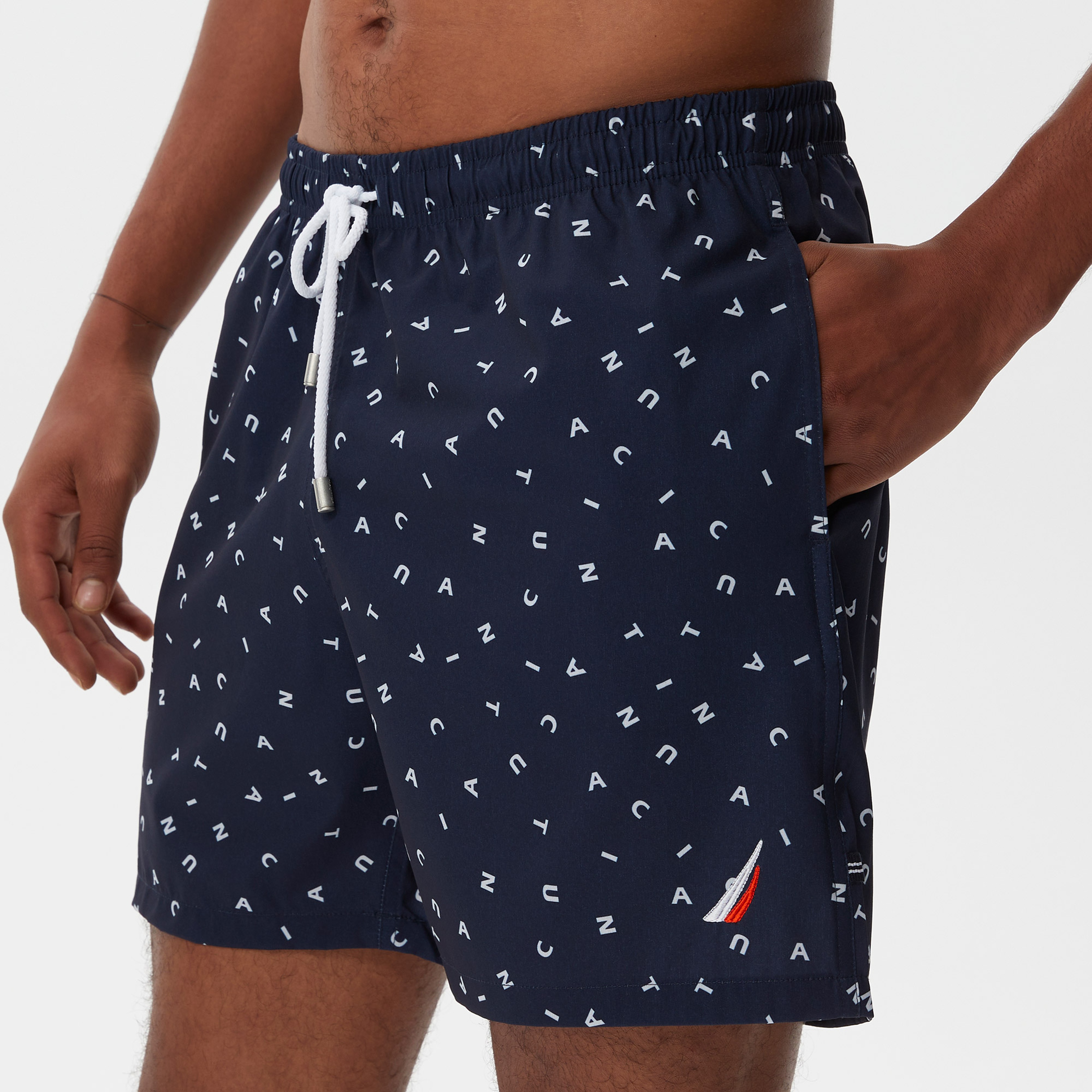 Nautica Erkek Lacivert Baskılı Deniz Şortu