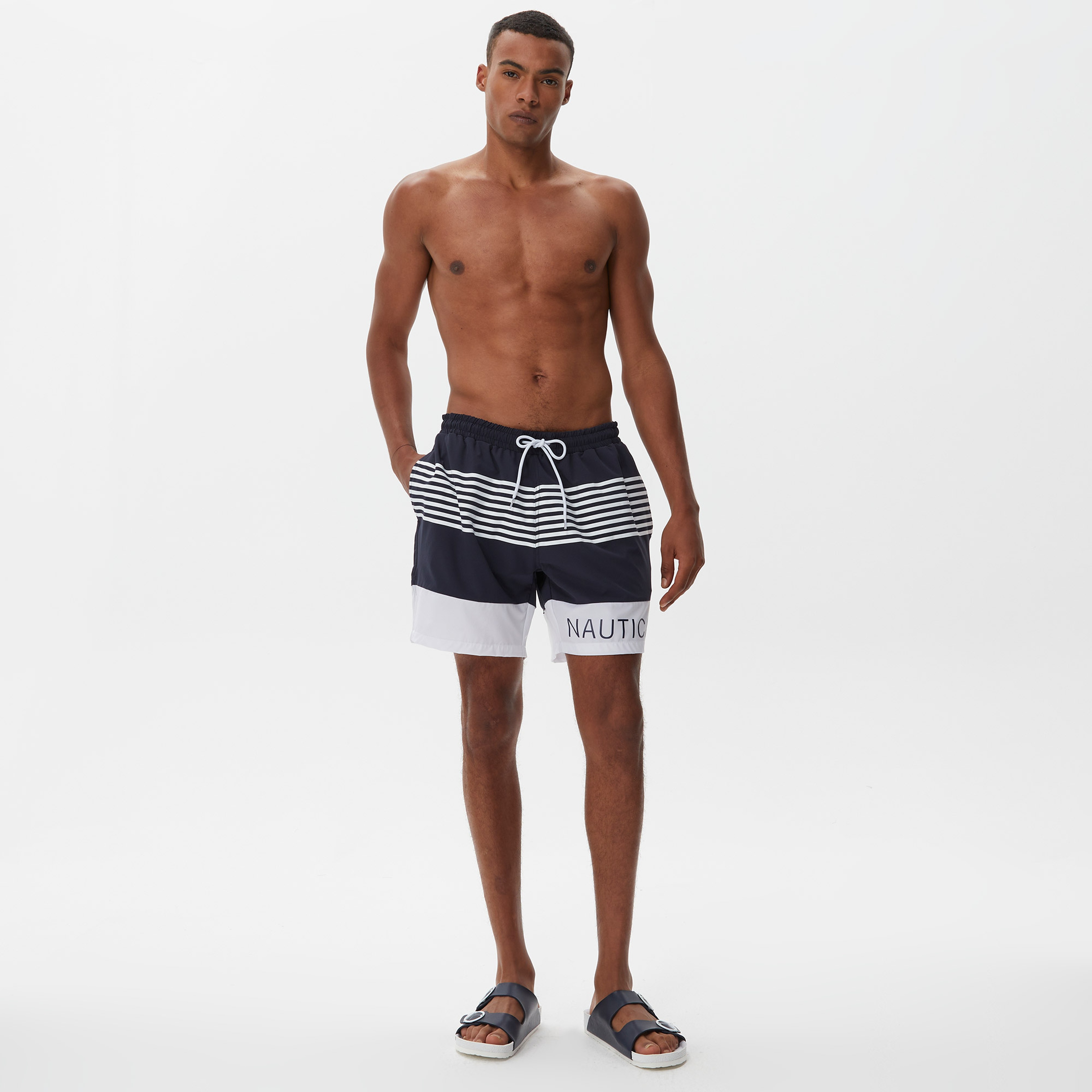 Nautica Erkek Lacivert Çizgili Mayo Şort