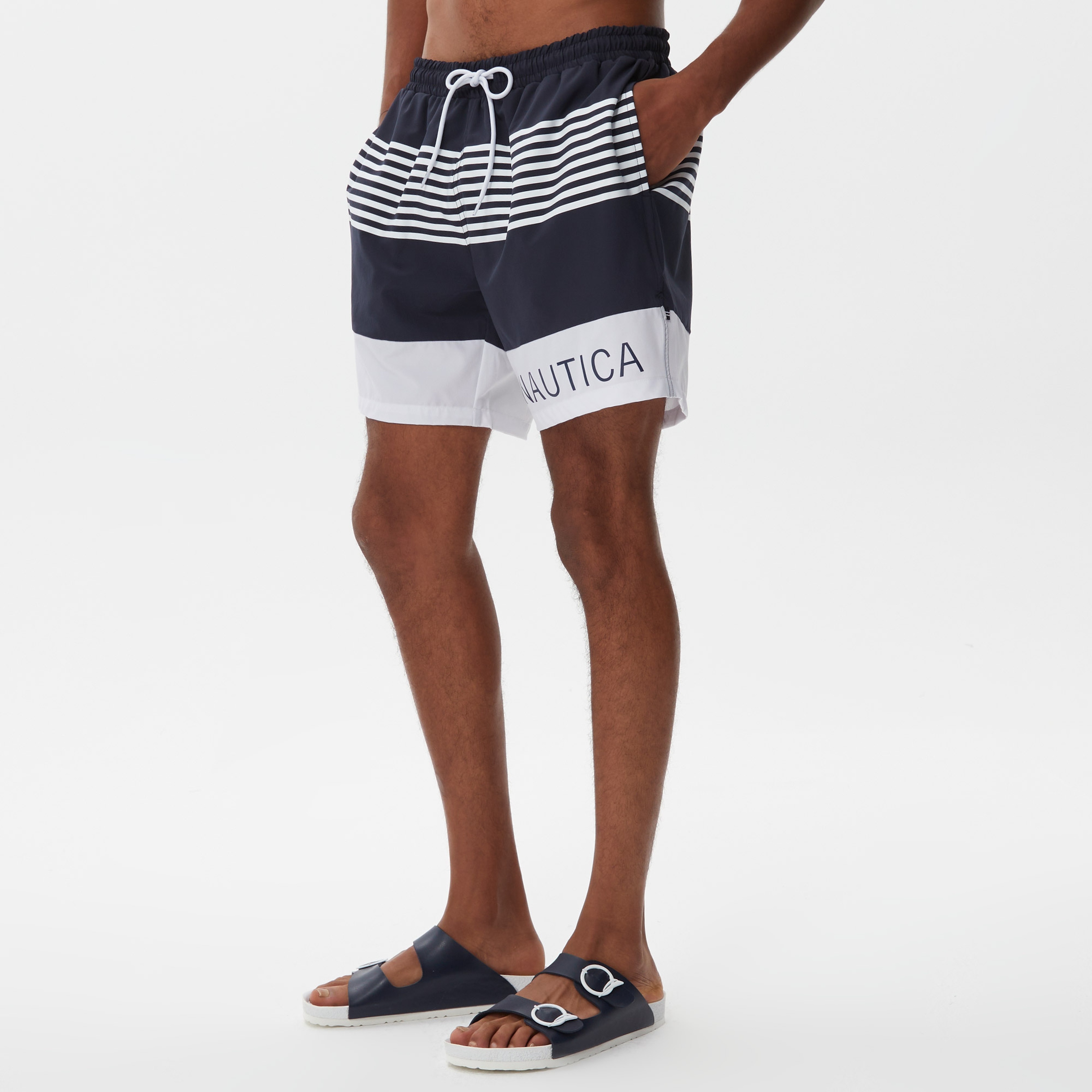 Nautica Erkek Lacivert Çizgili Mayo Şort