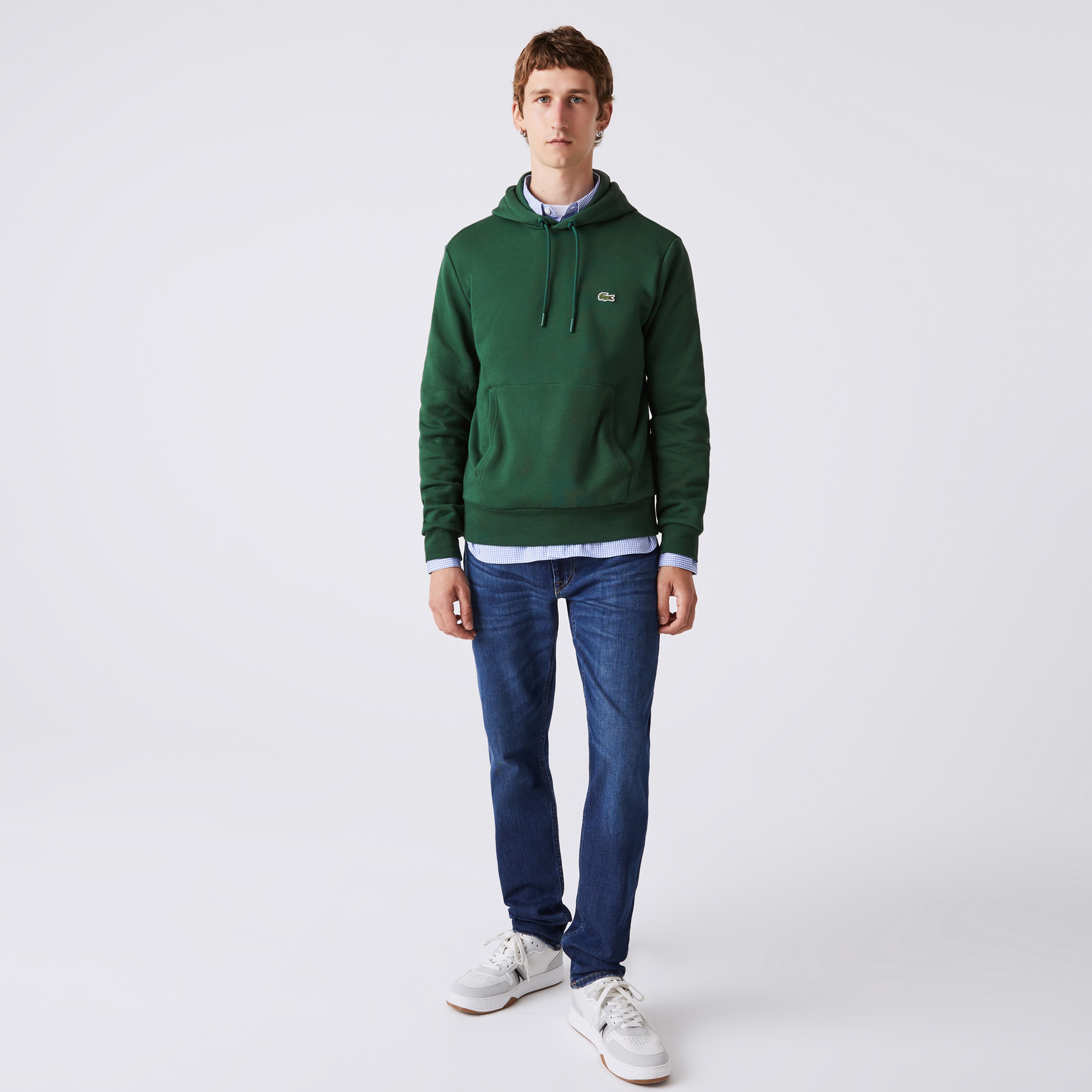 Erkek Classic Fit Kapüşonlu Yeşil Sweatshirt