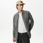 Erkek Slim Fit Düğmeli Yaka Koyu Gri Gömlek