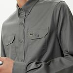 Erkek Slim Fit Düğmeli Yaka Koyu Gri Gömlek