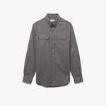 Erkek Slim Fit Düğmeli Yaka Koyu Gri Gömlek