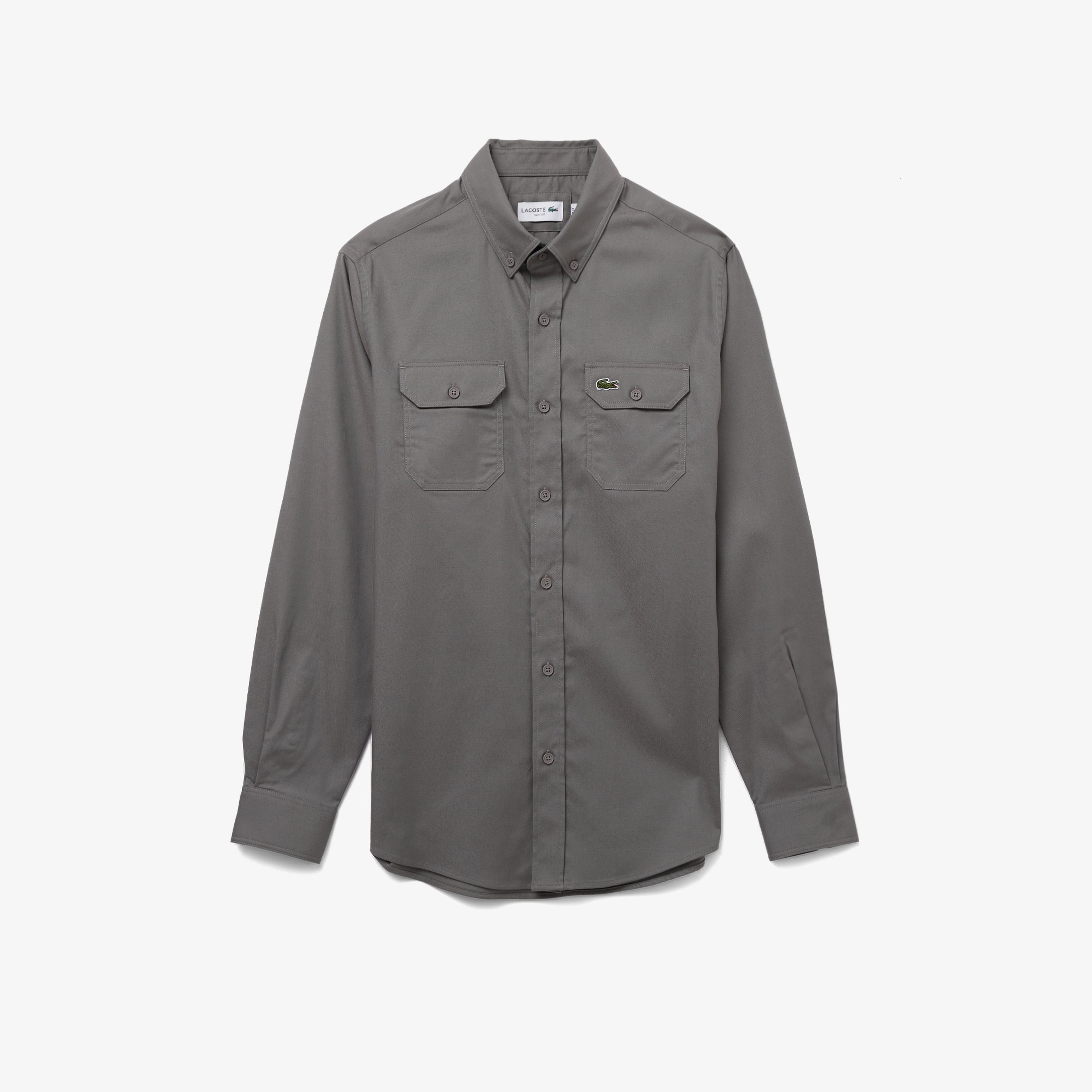 Erkek Slim Fit Düğmeli Yaka Koyu Gri Gömlek