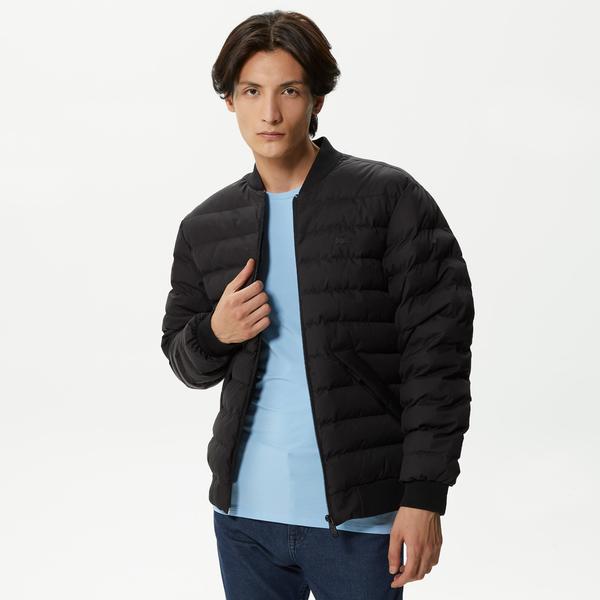 Erkek Hakim Yaka Kapitone Siyah Mont