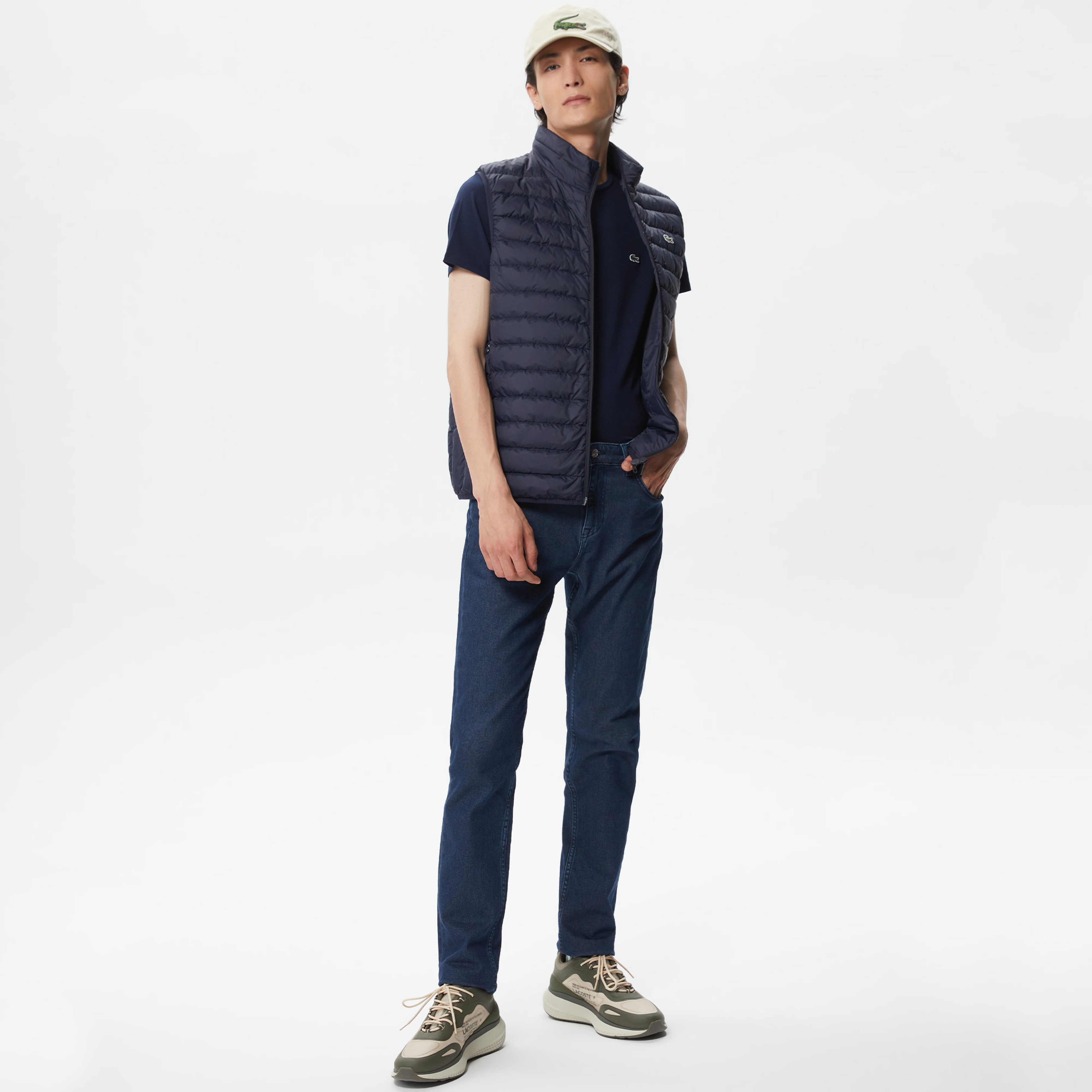 Erkek Dik Yaka Kapitone Lacivert Yelek