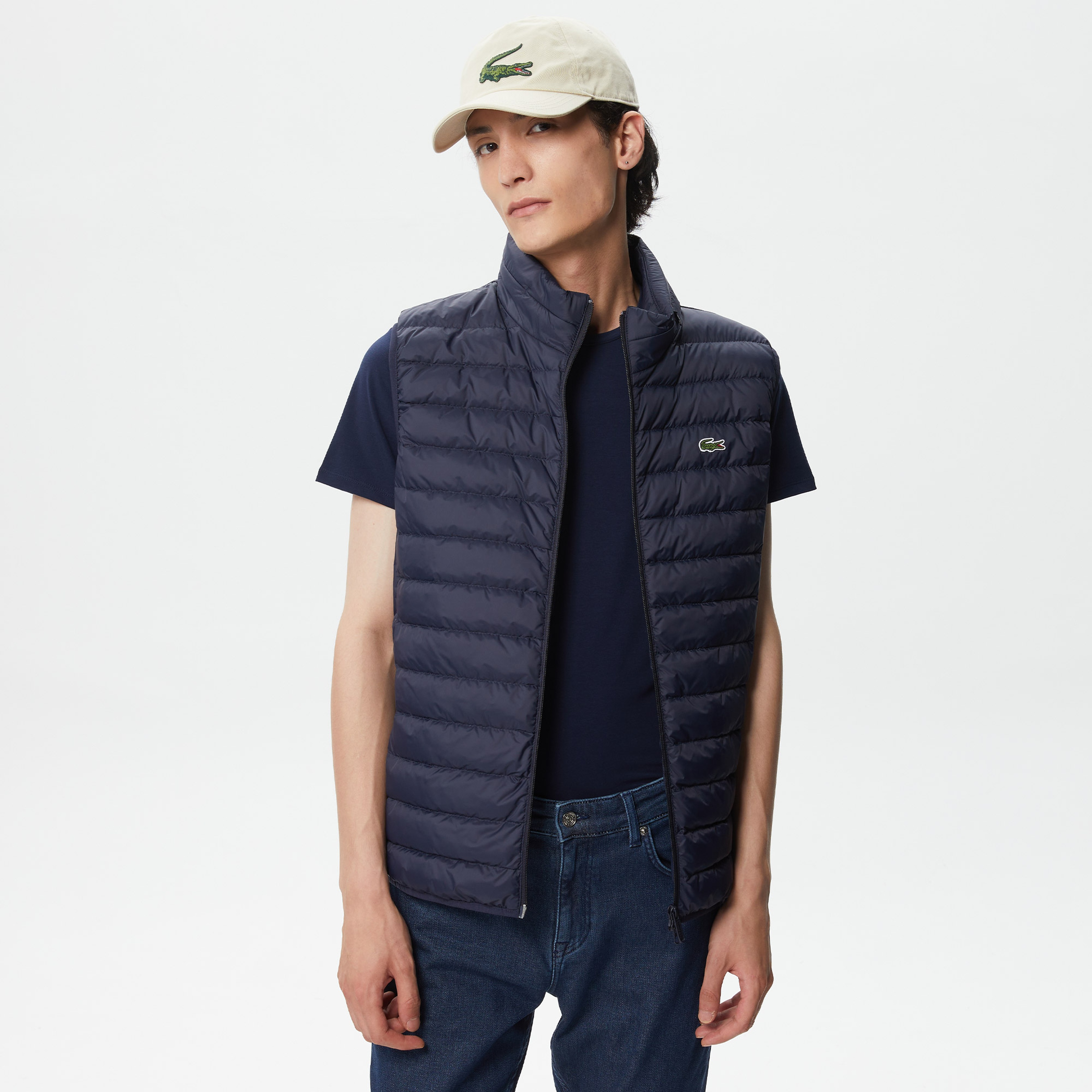 Erkek Dik Yaka Kapitone Lacivert Yelek