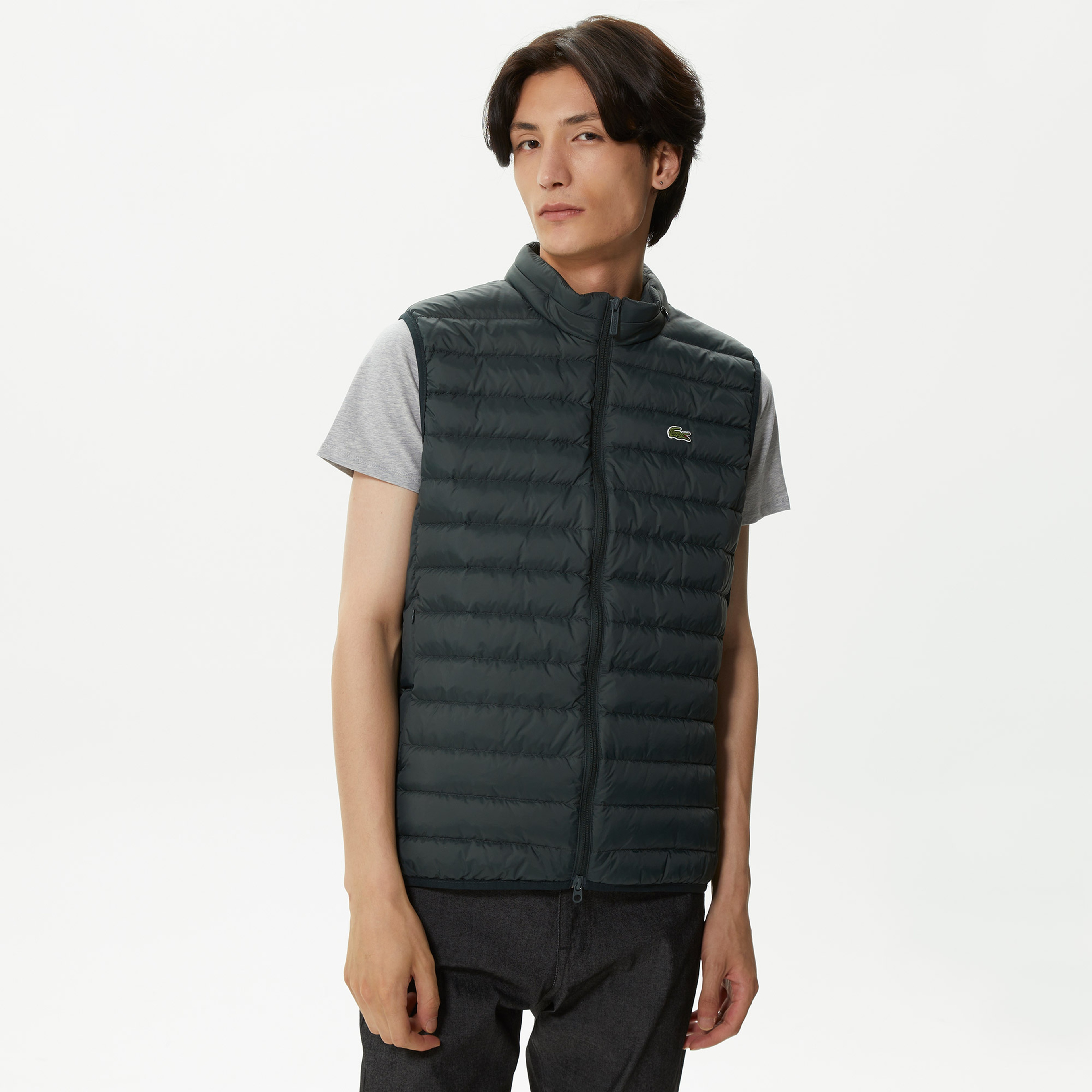 Erkek Dik Yaka Kapitone Yeşil Yelek