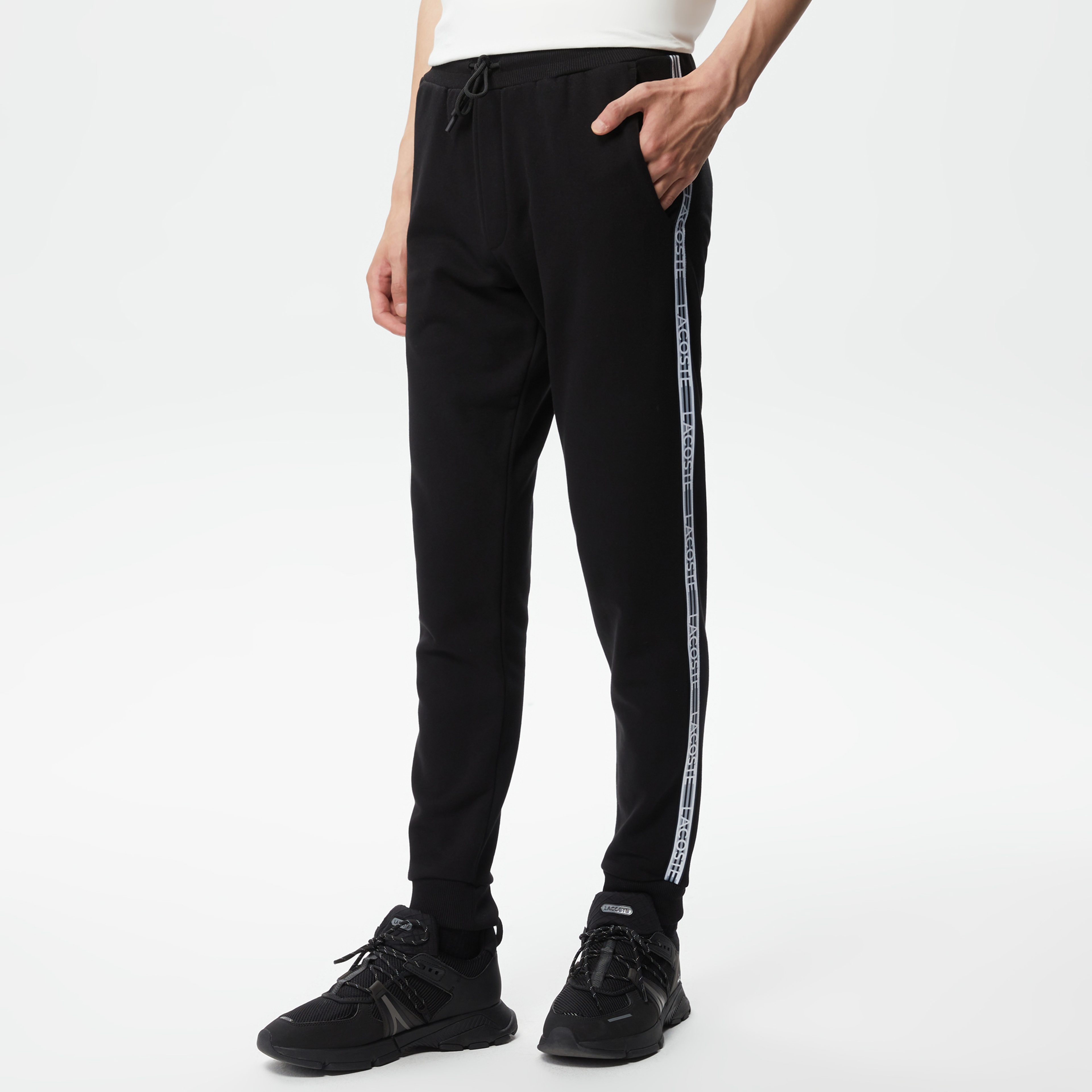 Erkek Relaxed Fit Baskılı Siyah Eşofman Altı