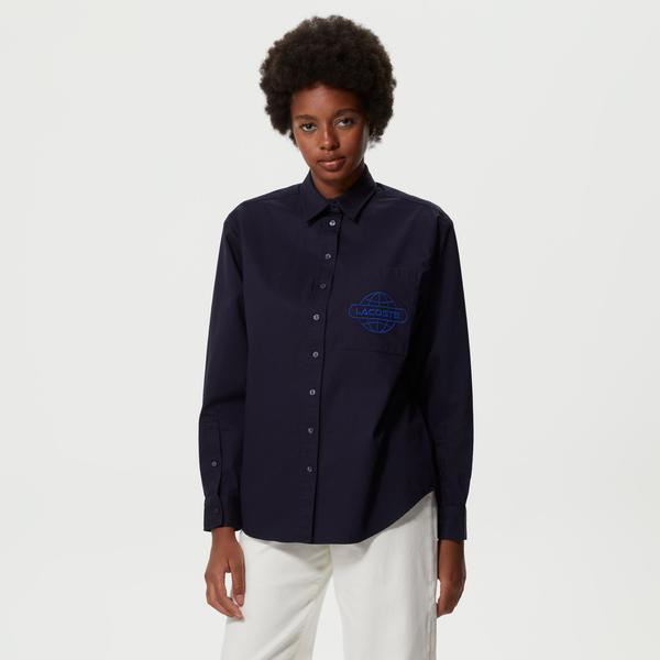 Kadın Relaxed Fit Lacivert Gömlek