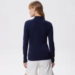 Kadın Slim Fit Uzun Kollu Lacivert Polo