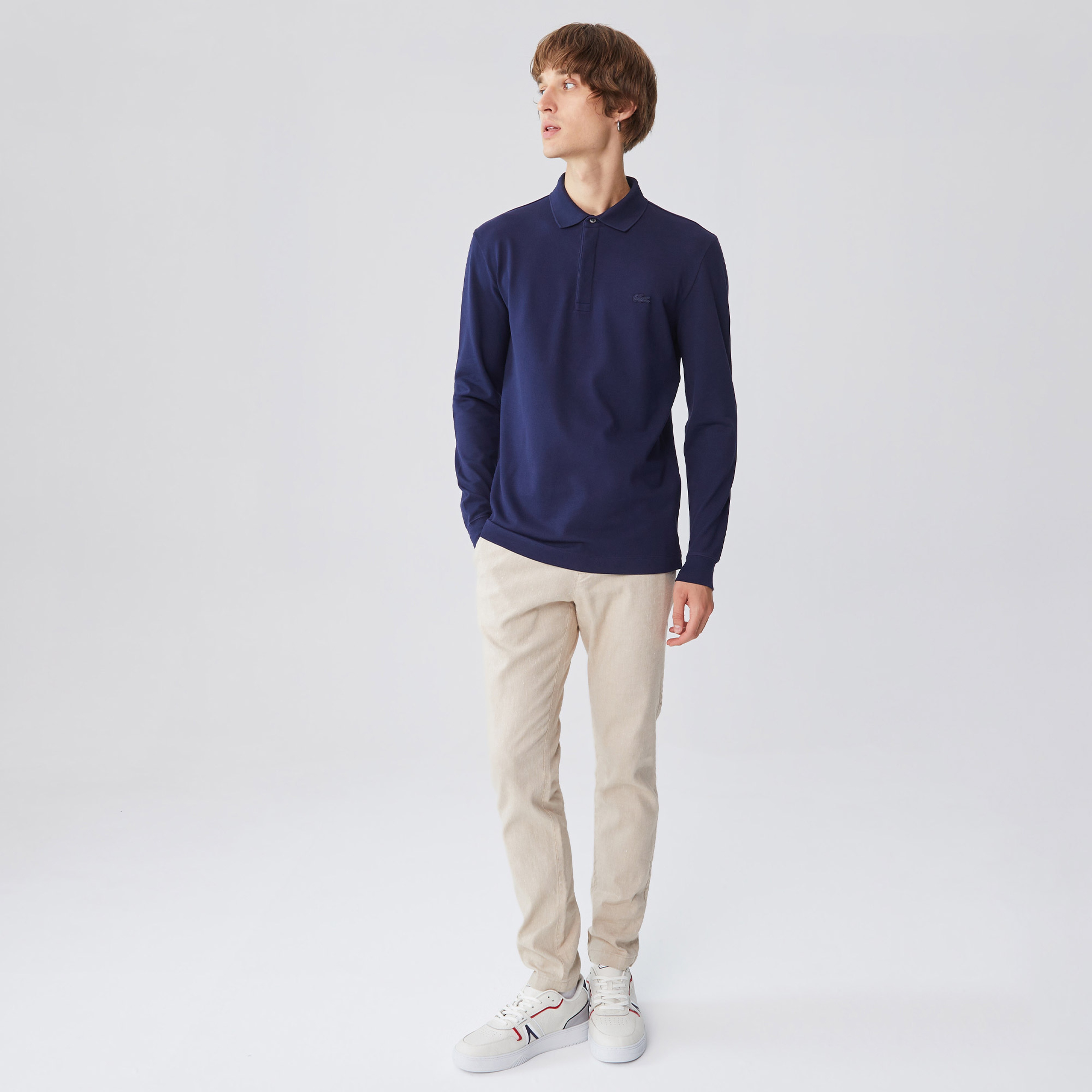 Erkek Regular Fit Uzun Kollu Lacivert Paris Polo