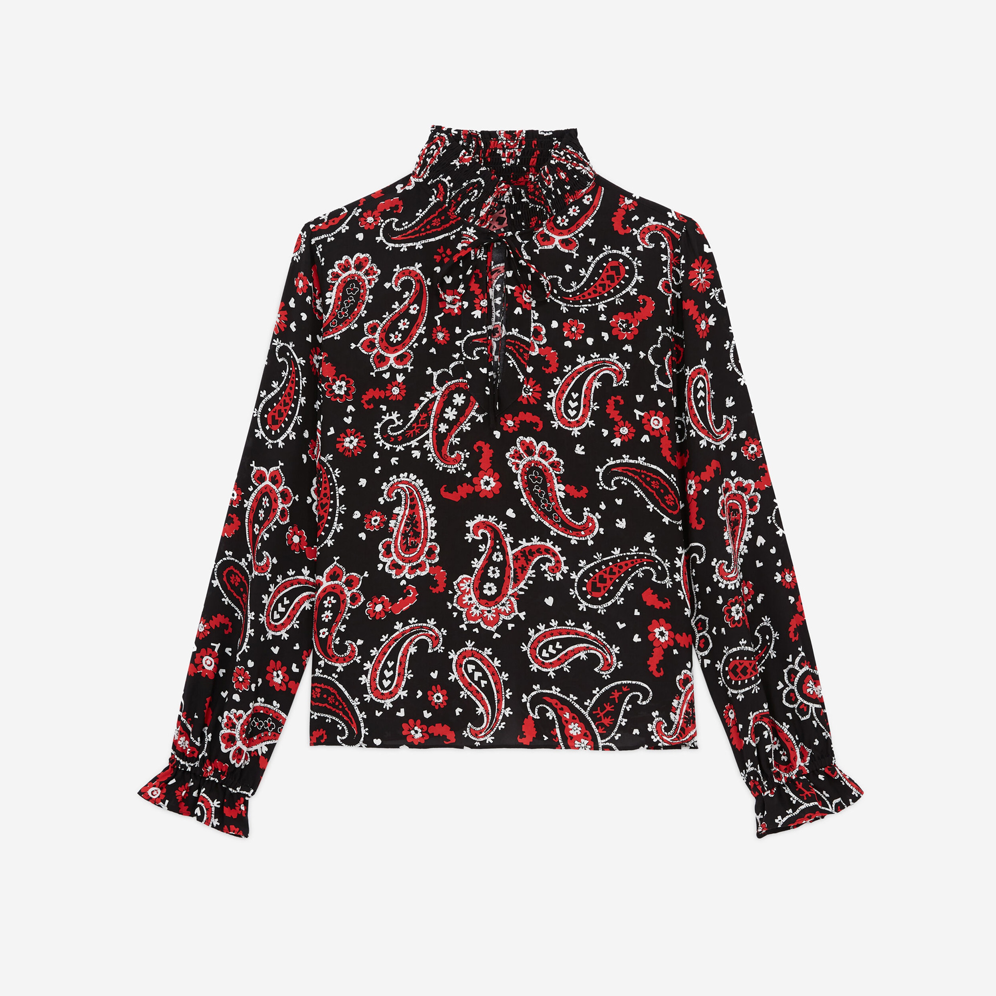 KADIN DESENLİ SİYAH BLUZ