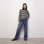 KADIN PANTER BASKILI SİYAH BLUZ