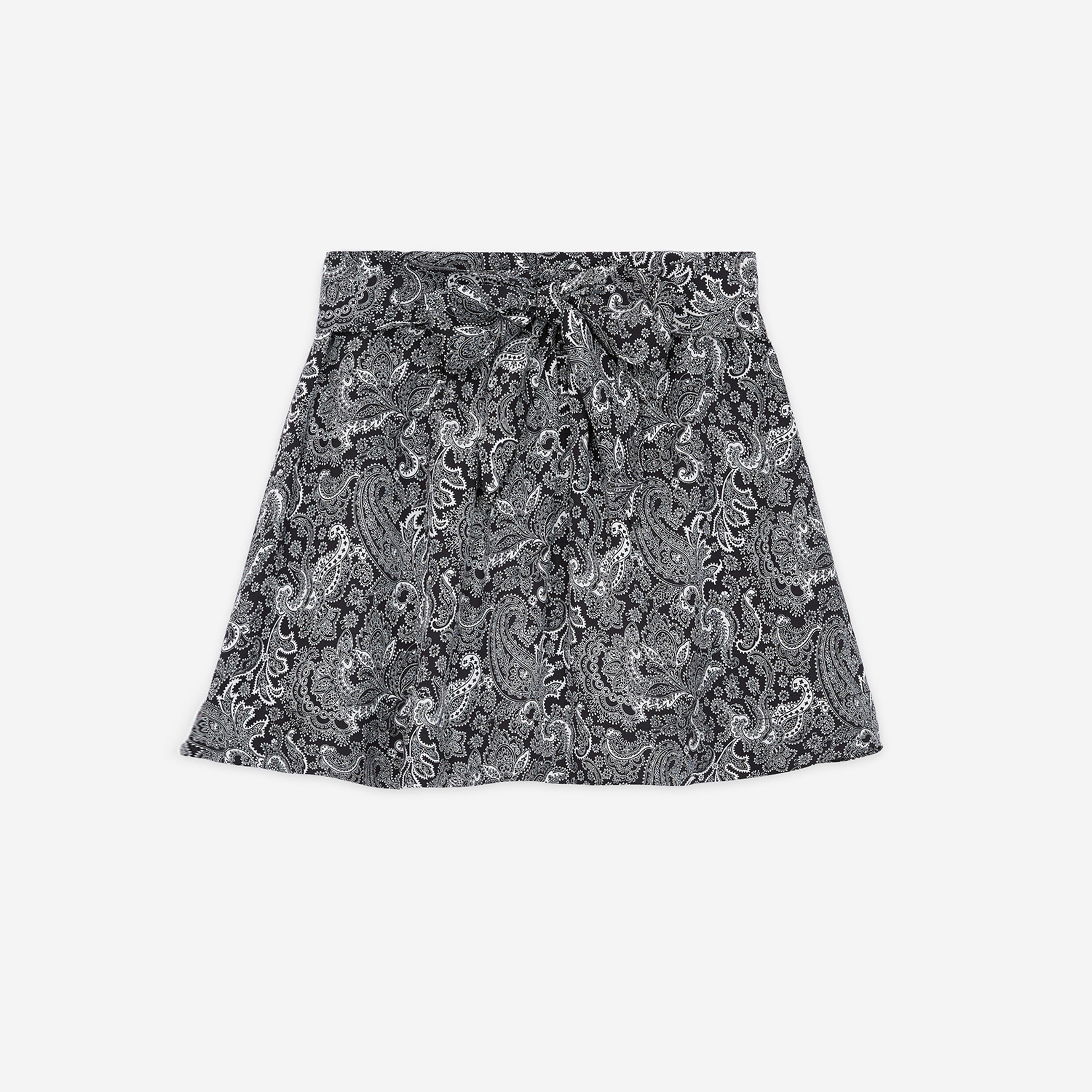 KADIN DESENLİ SİYAH MİNİ ETEK