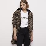 KADIN LEOPAR DESENLİ KAHVERENGİ MONT