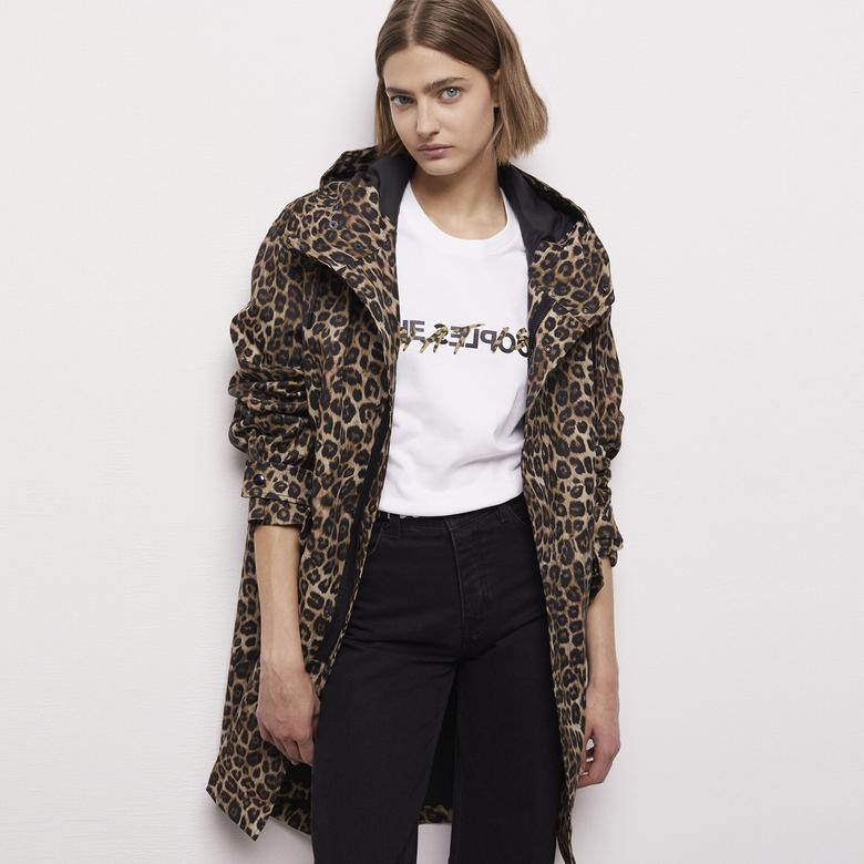 KADIN LEOPAR DESENLİ KAHVERENGİ MONT