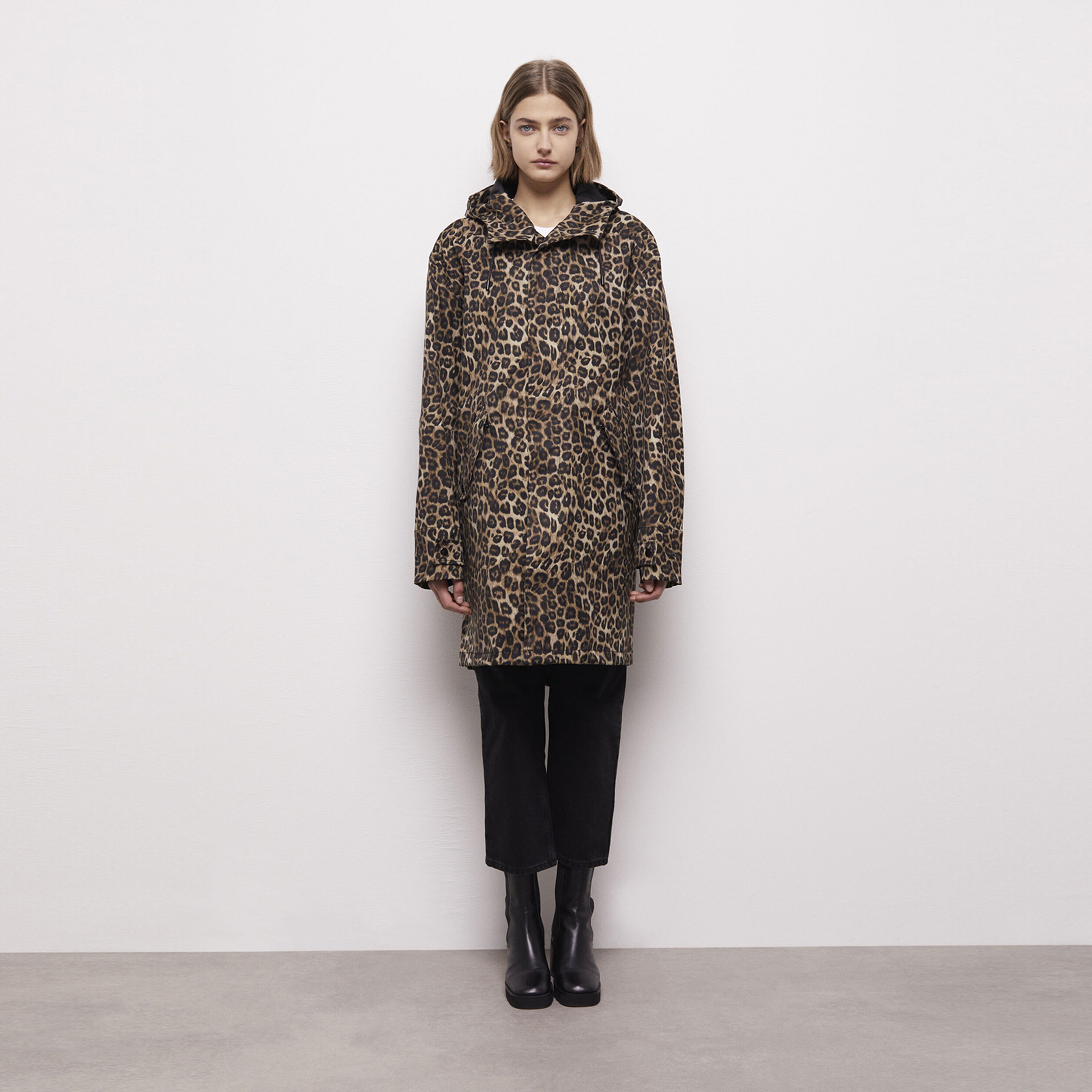 KADIN LEOPAR DESENLİ KAHVERENGİ MONT