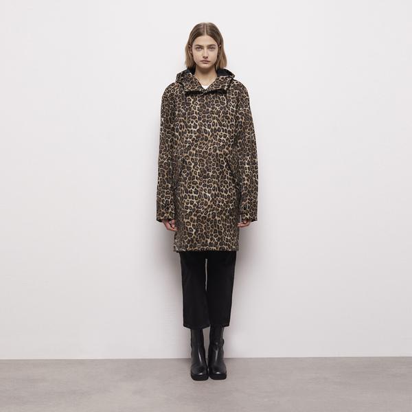 KADIN LEOPAR DESENLİ KAHVERENGİ MONT