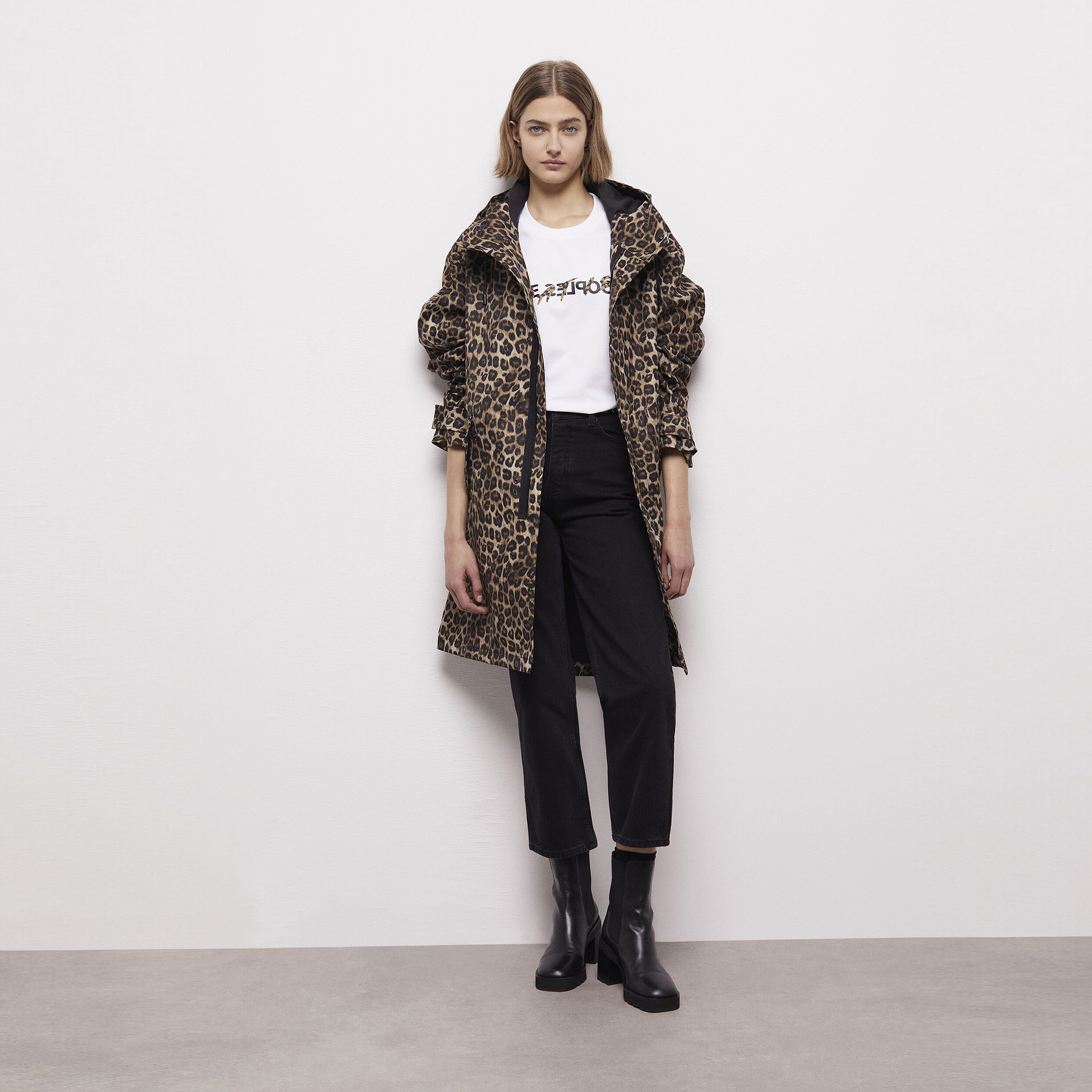 KADIN LEOPAR DESENLİ KAHVERENGİ MONT