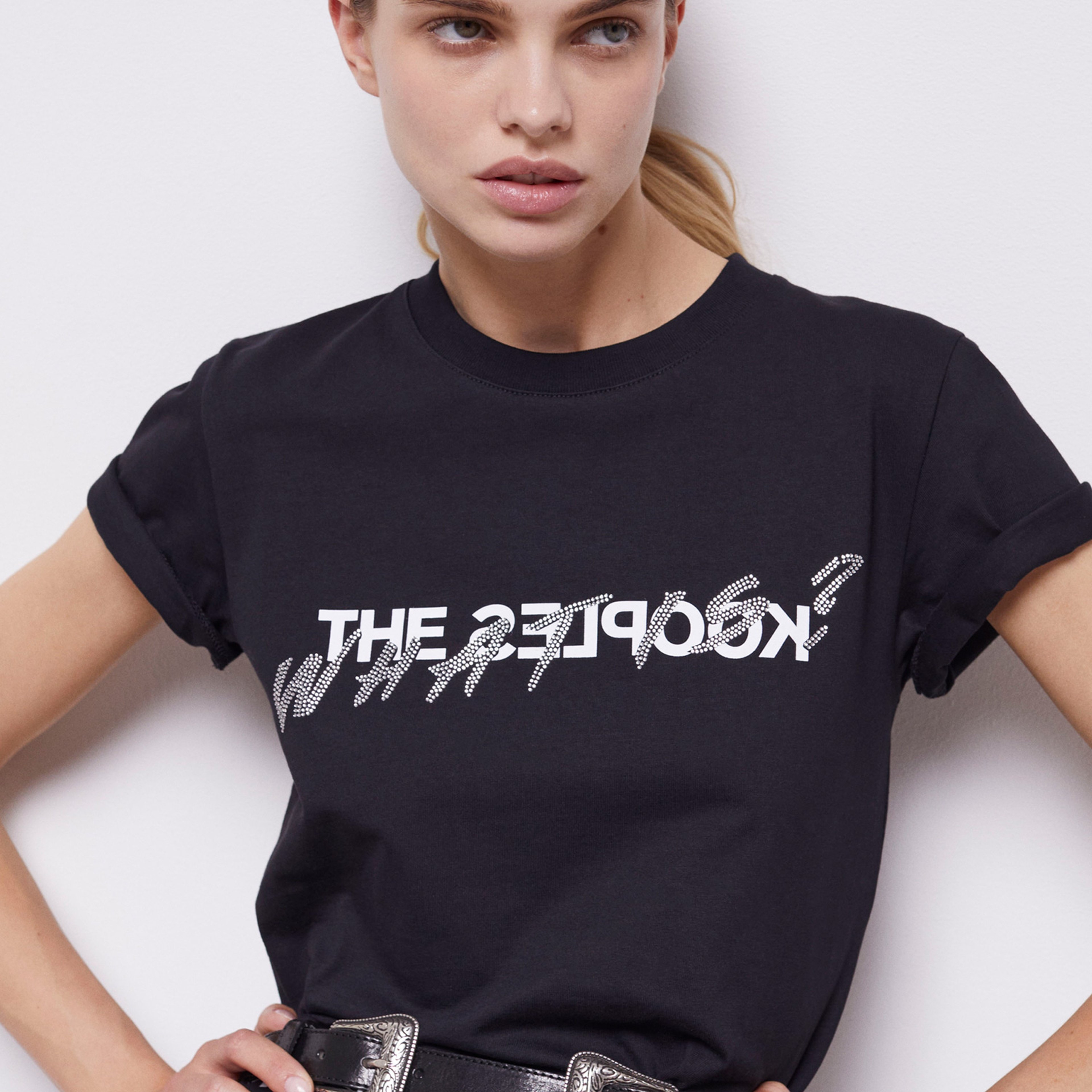 KADIN BASKILI SİYAH T-SHIRT