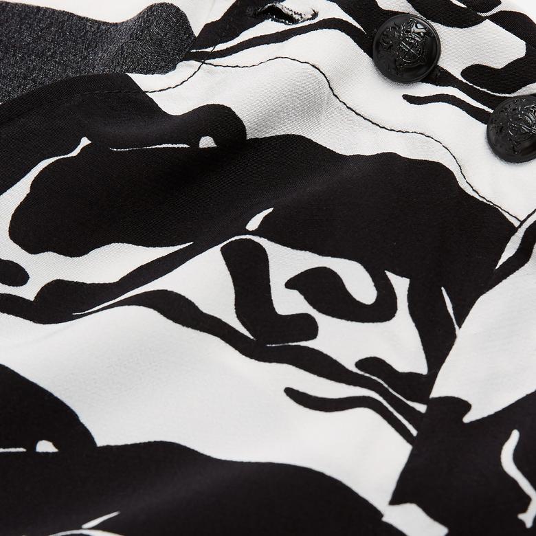 KADIN PANTER BASKILI SİYAH BLUZ