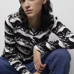 KADIN PANTER BASKILI SİYAH BLUZ