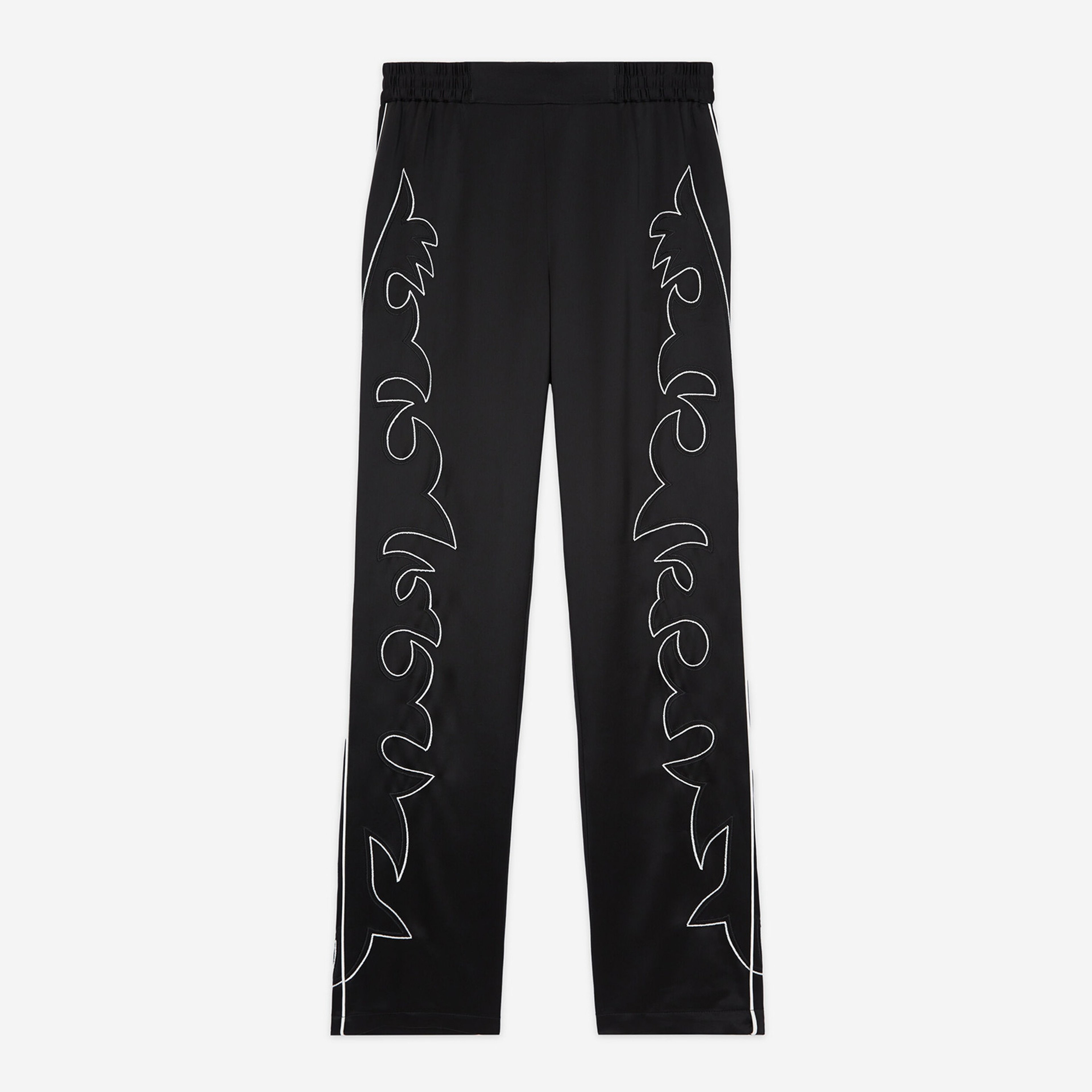 KADIN İŞLEMELİ SİYAH PANTOLON