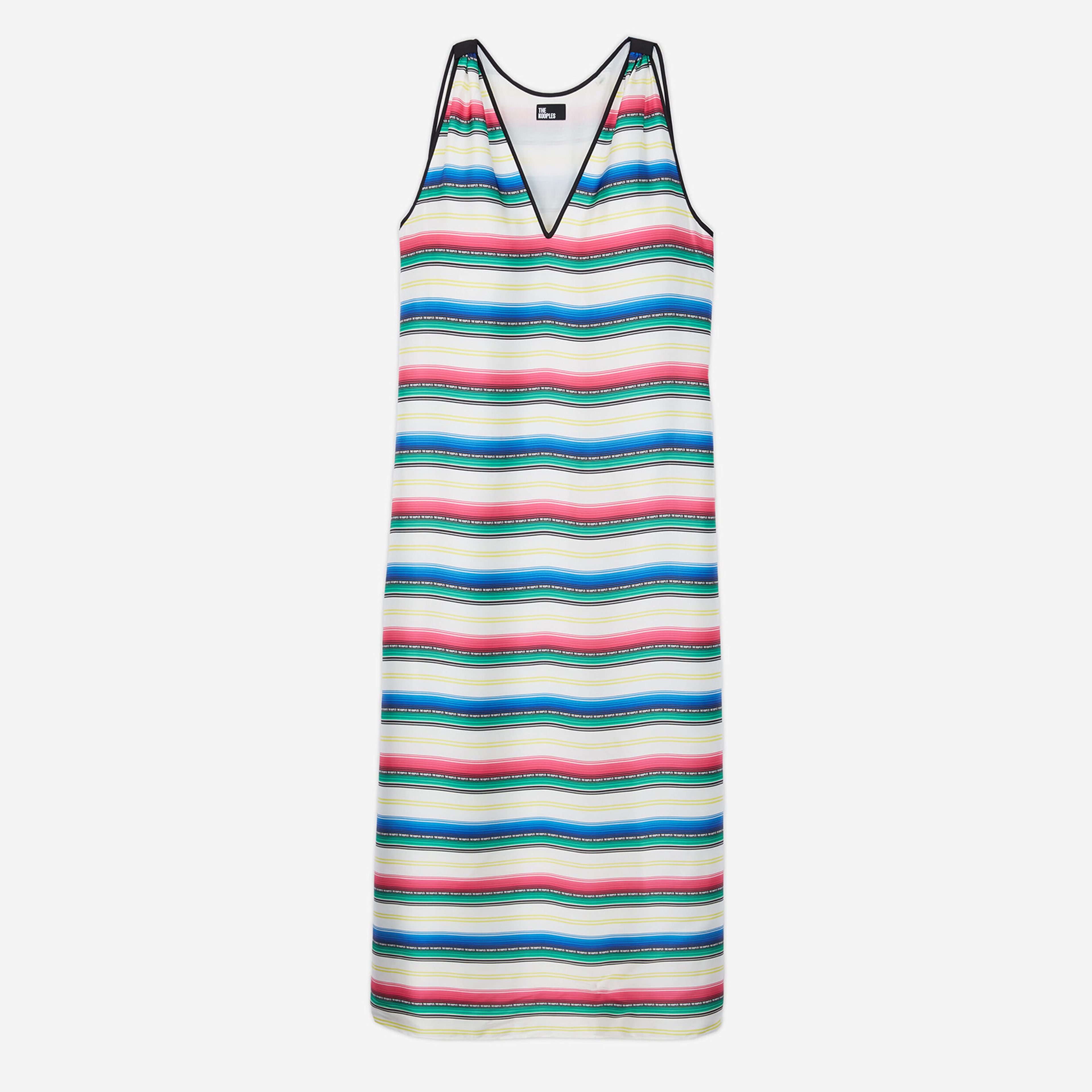 KADIN ÇİZGİLİ RENKLİ UZUN ELBİSE