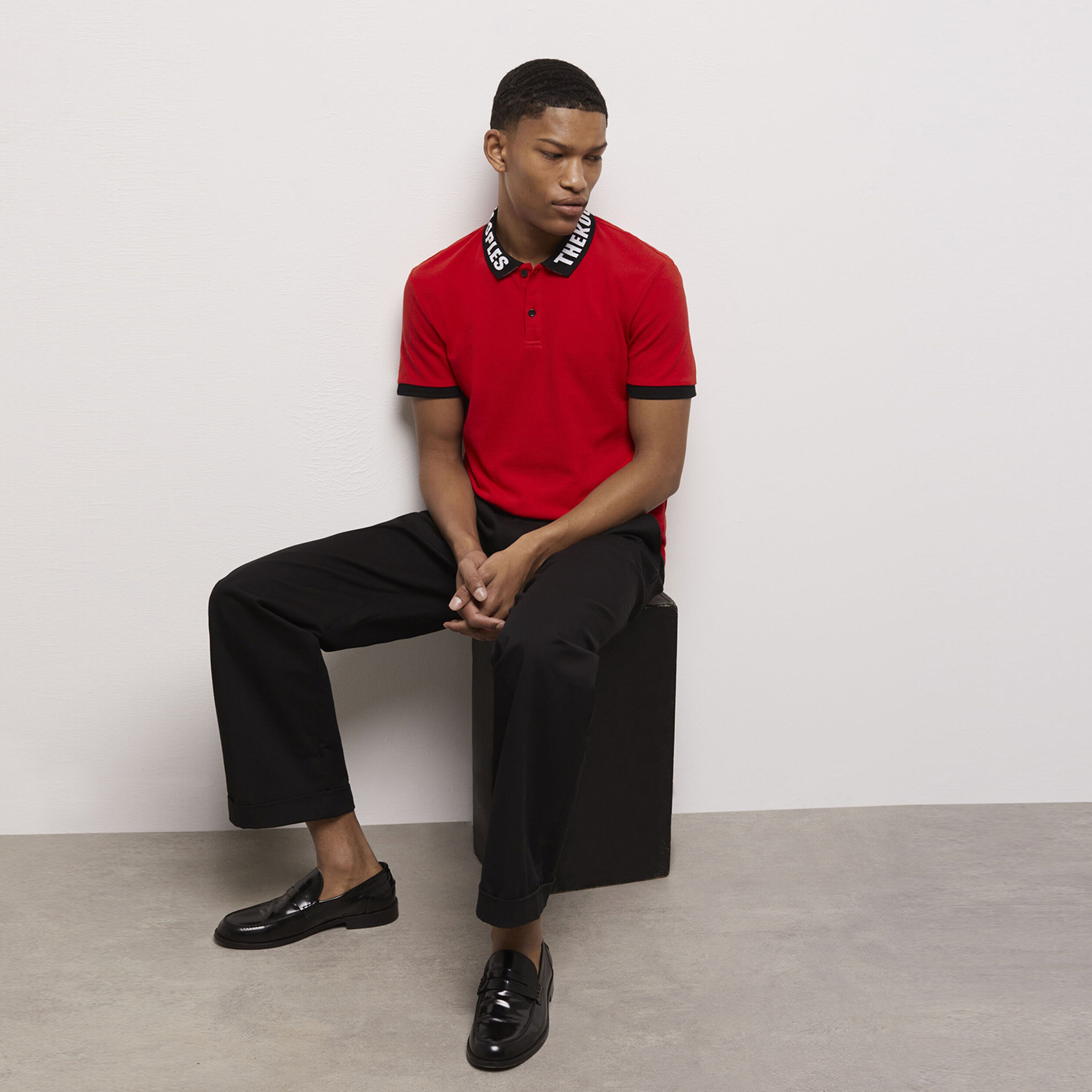 ERKEK BASKILI KIRMIZI POLO