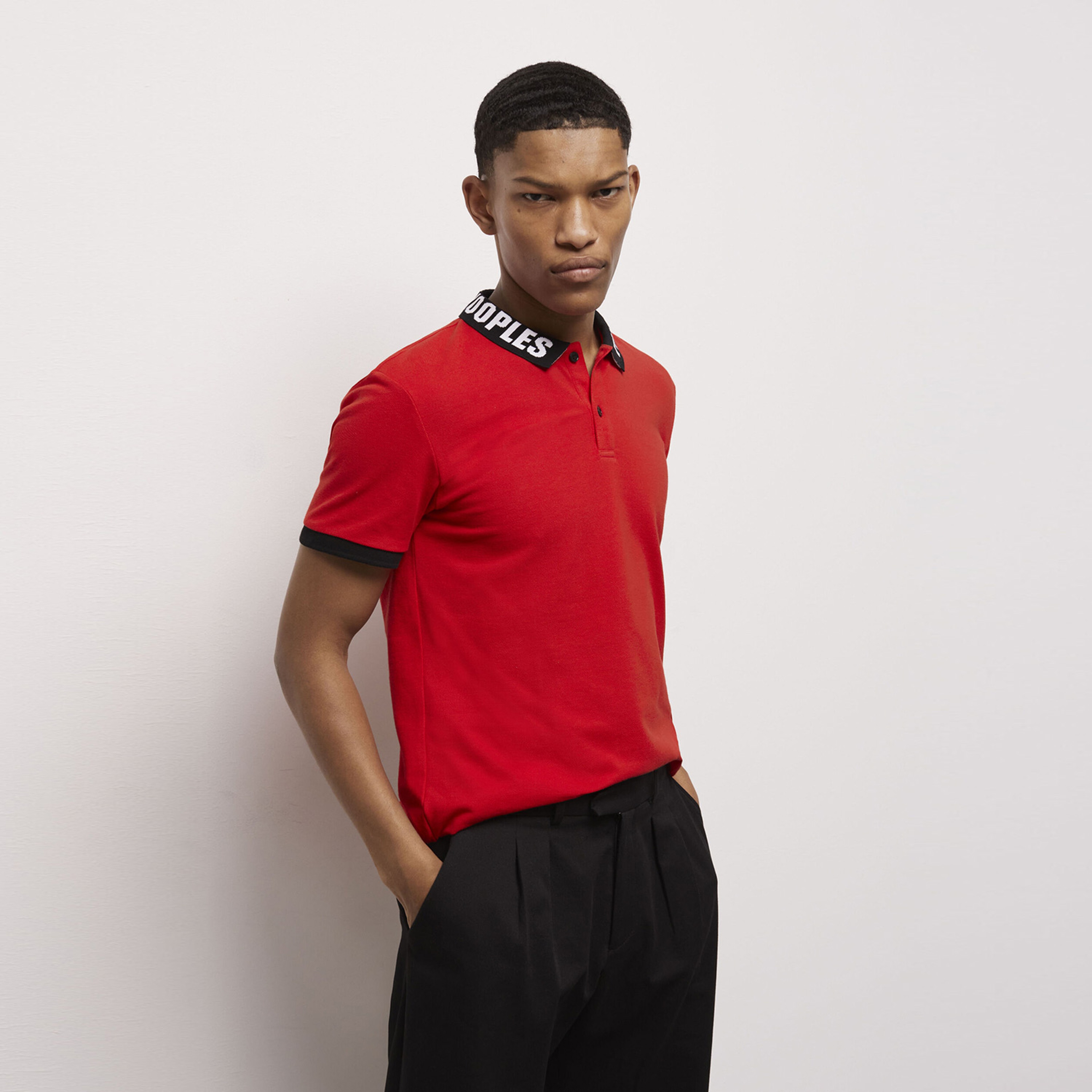 ERKEK BASKILI KIRMIZI POLO