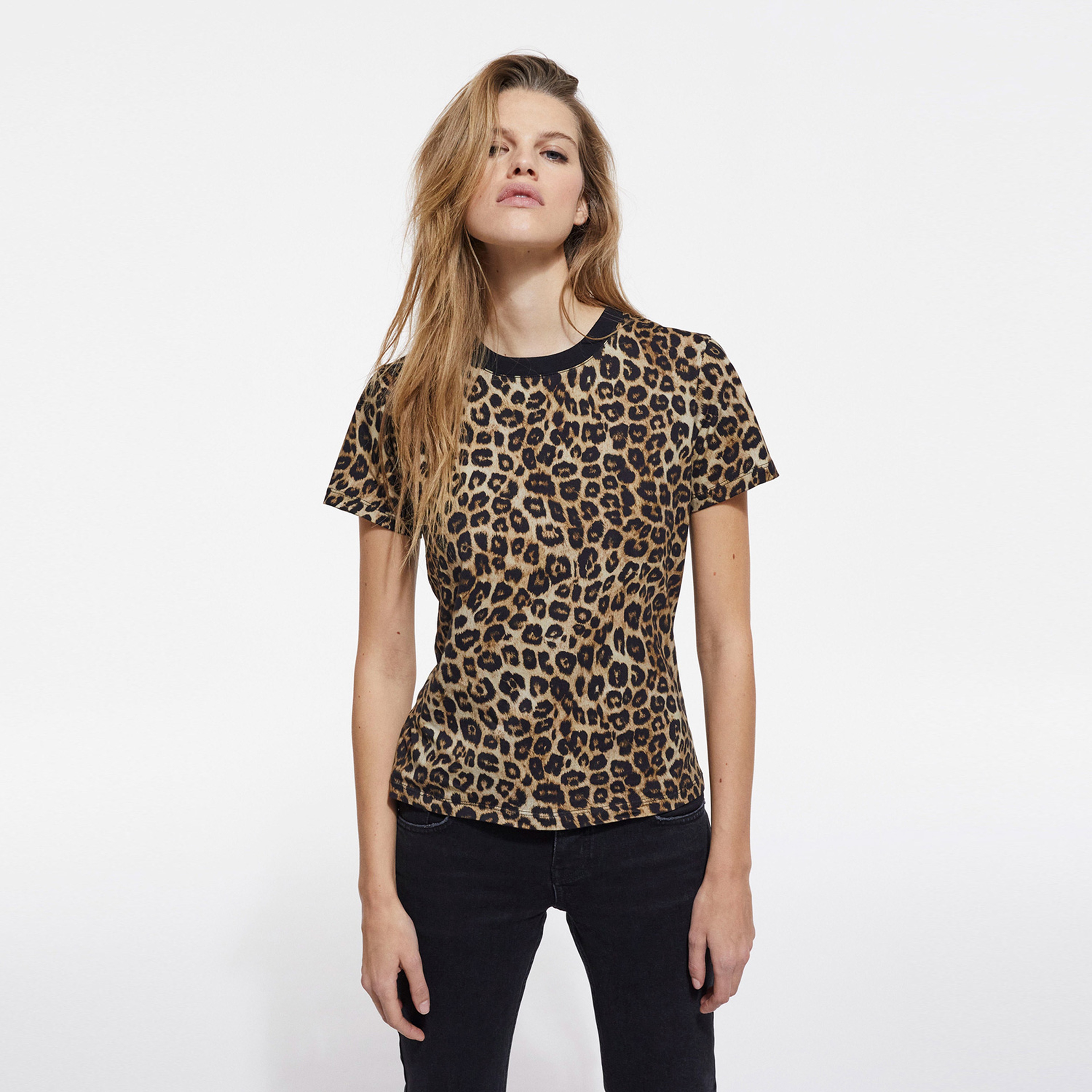 KADIN LEOPAR BASKILI T-SHIRT