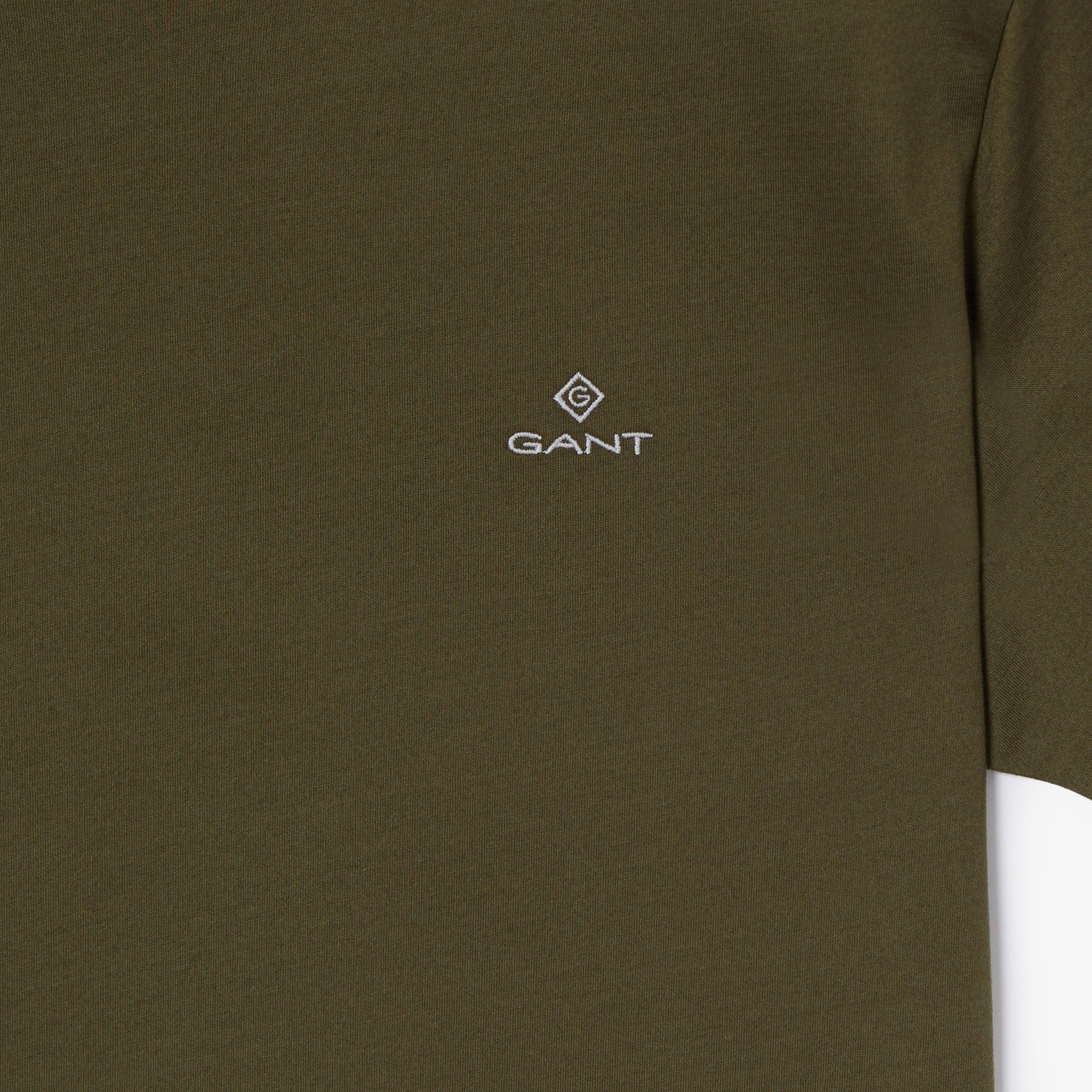 GANT Erkek Yeşil Slim Fit Bisiklet Yaka T-shirt