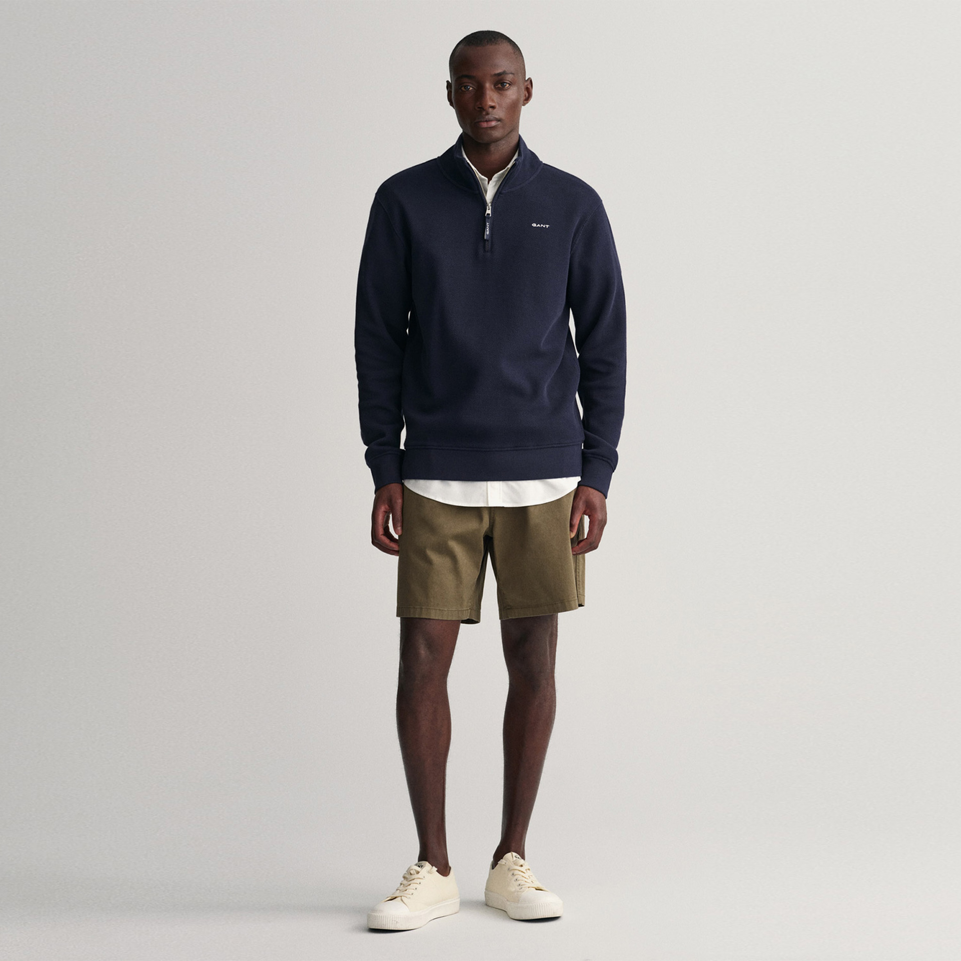 GANT Erkek Lacivert Regular Fit Yarım Fermuarlı Sweatshirt