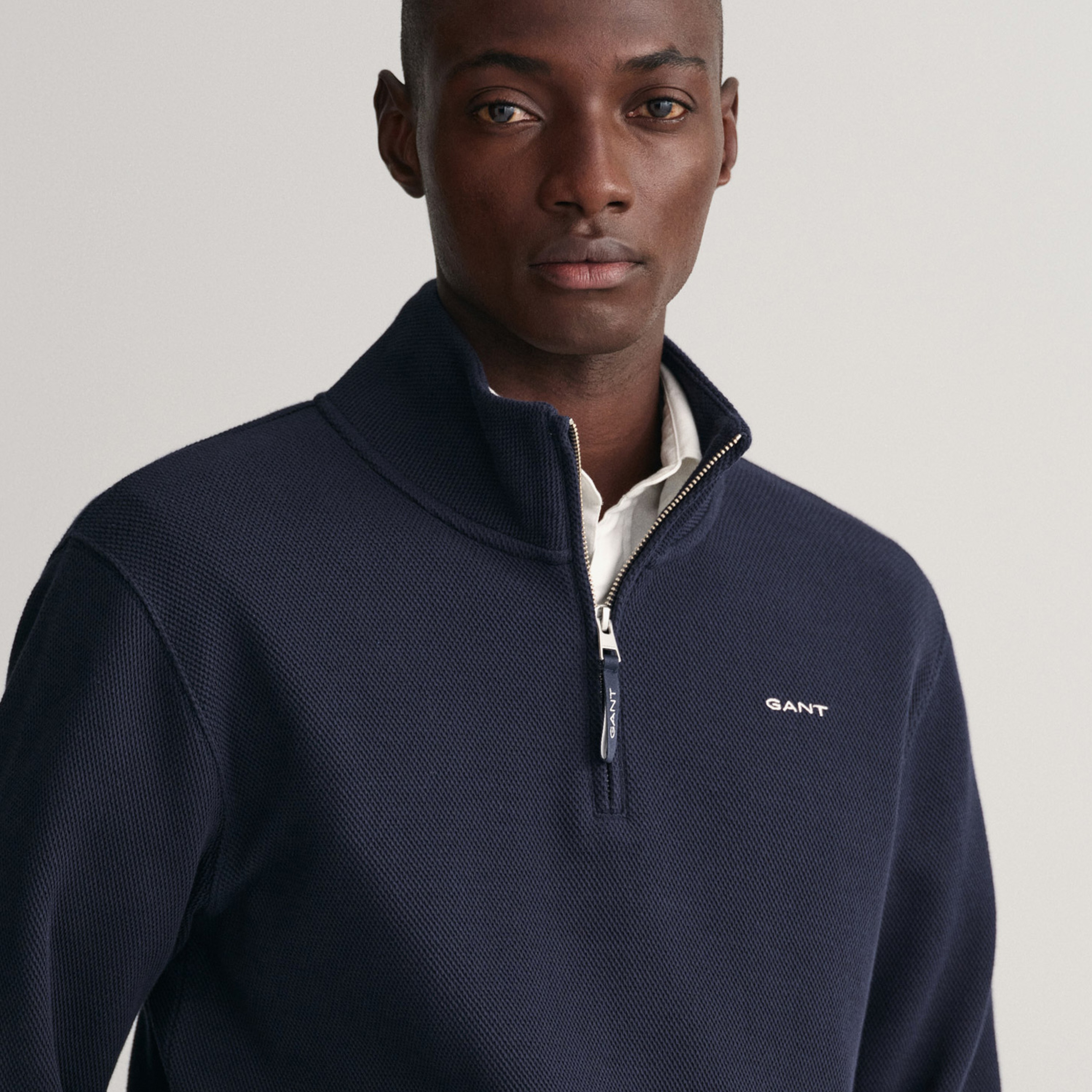 GANT Erkek Lacivert Regular Fit Yarım Fermuarlı Sweatshirt