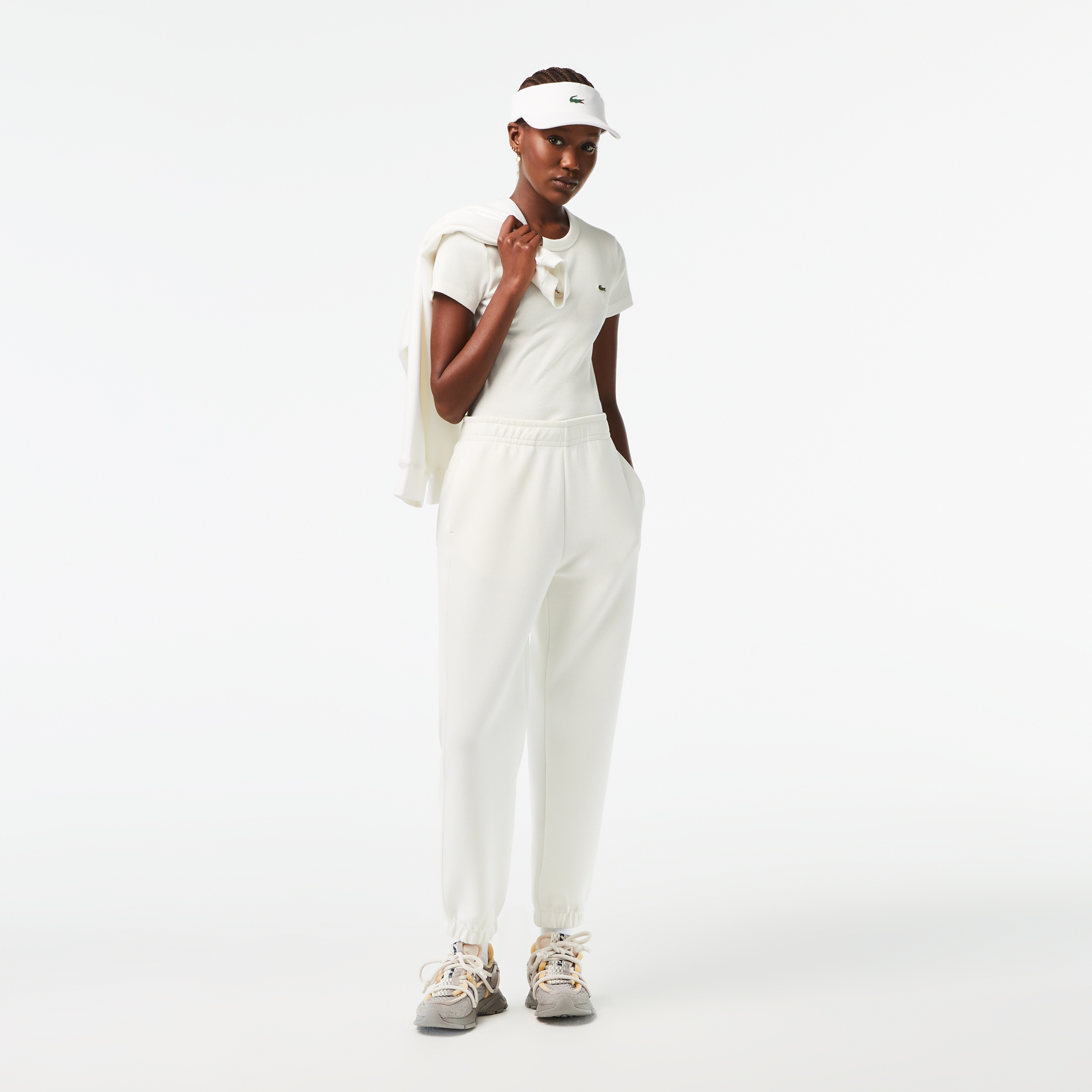 Kadın Slim Fit Bisiklet Yaka Beyaz T-Shirt