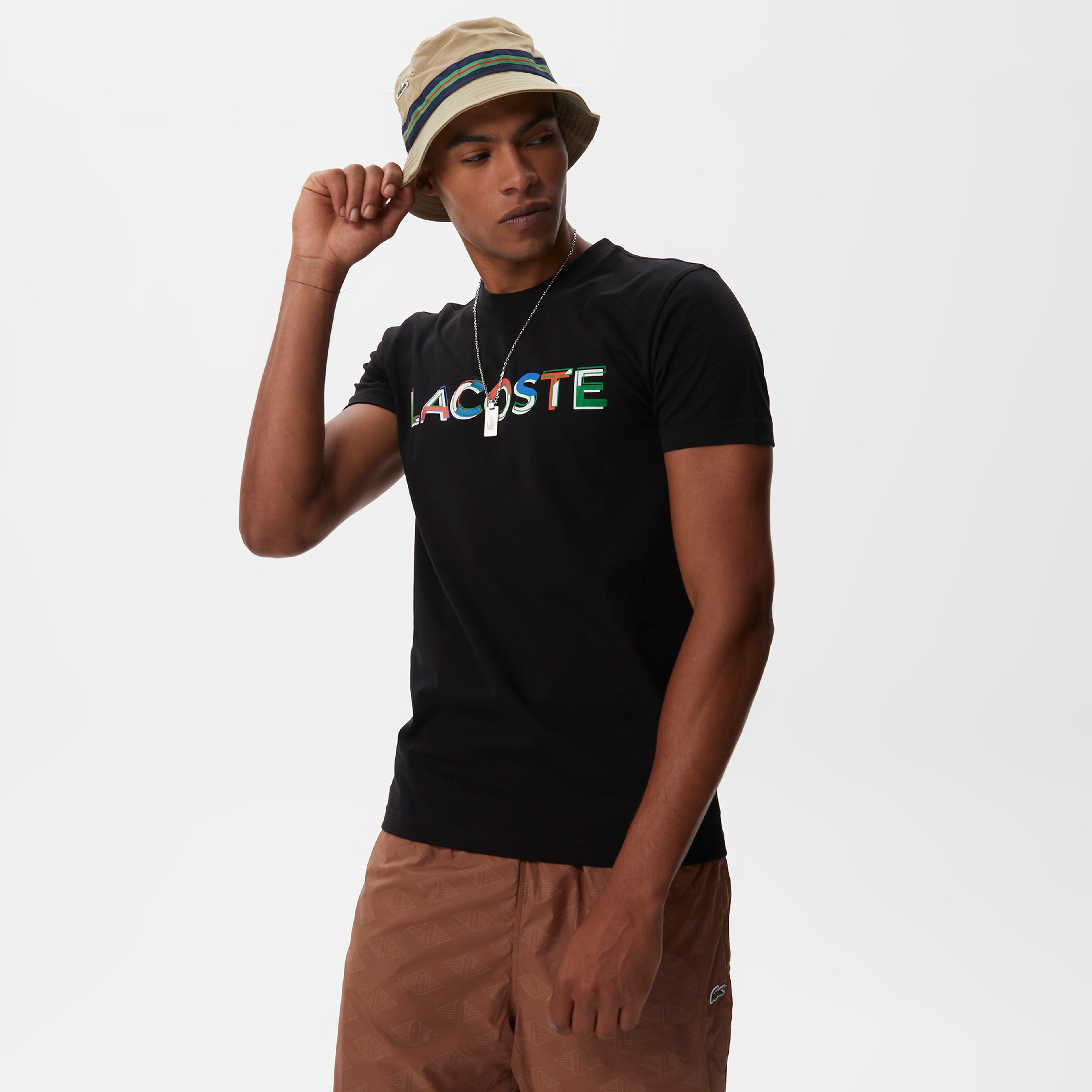 Erkek Regular Fit Bisiklet Yaka Baskılı Siyah T-Shirt