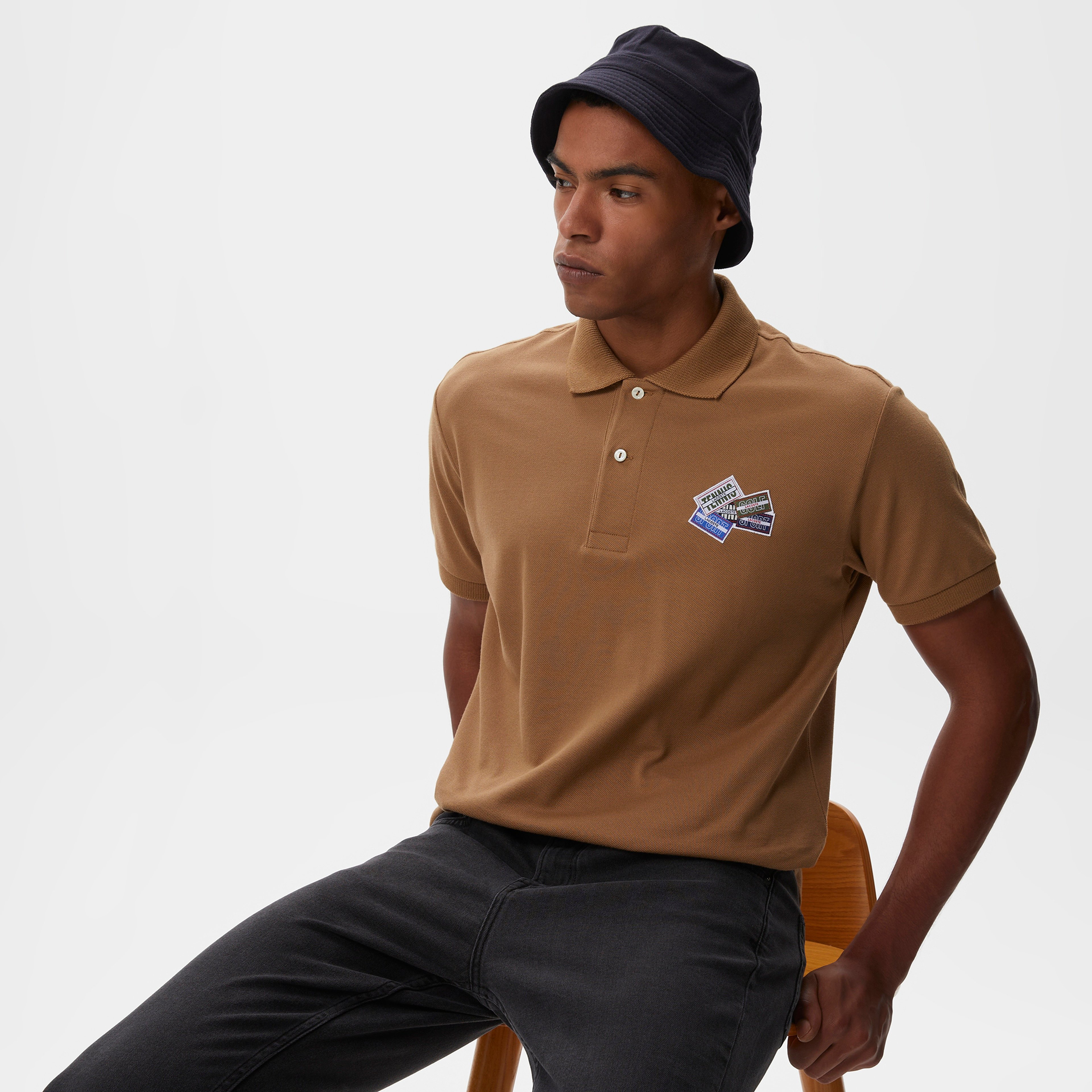 L.12.12 Erkek Classic Fit Baskılı Kahverengi Polo