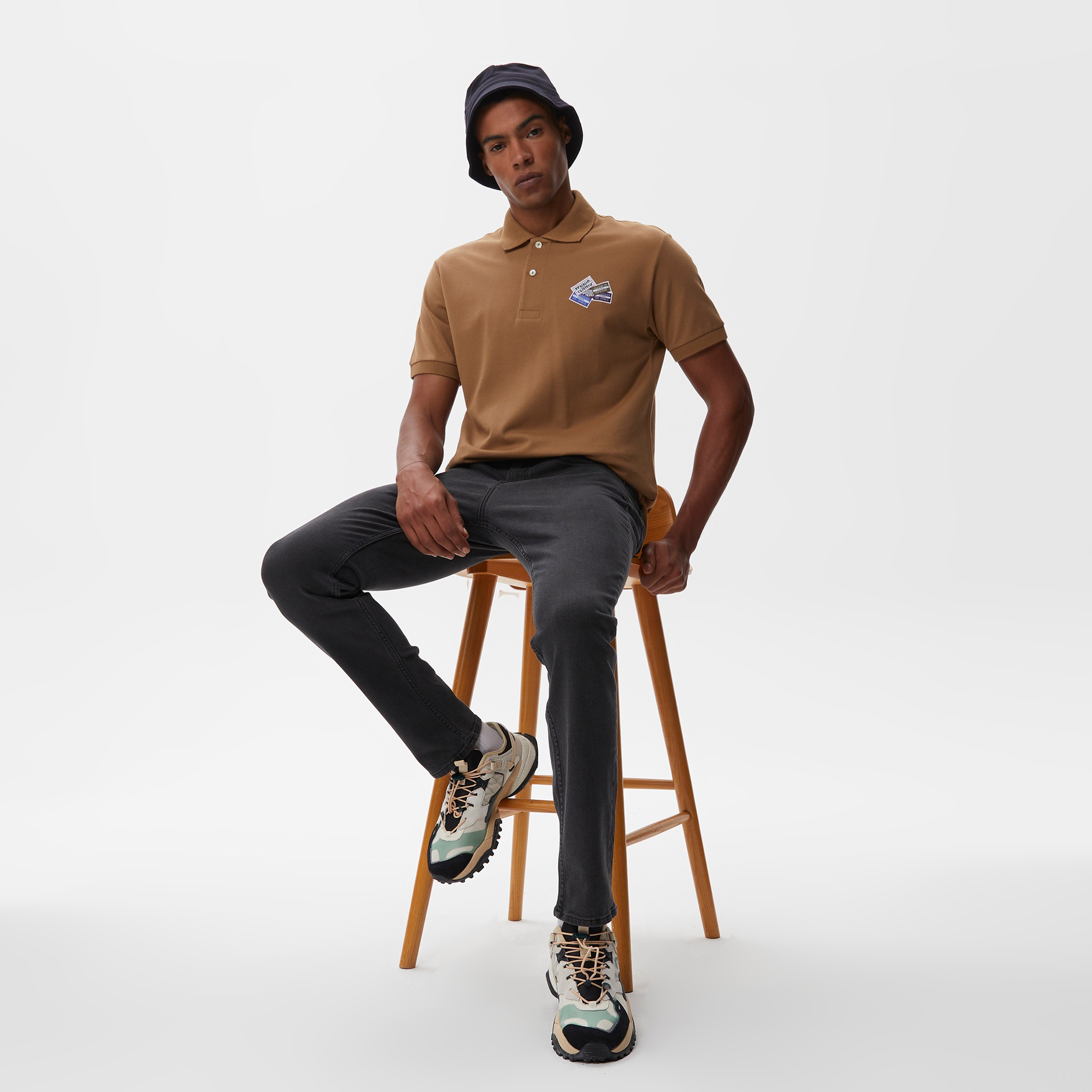 L.12.12 Erkek Classic Fit Baskılı Kahverengi Polo