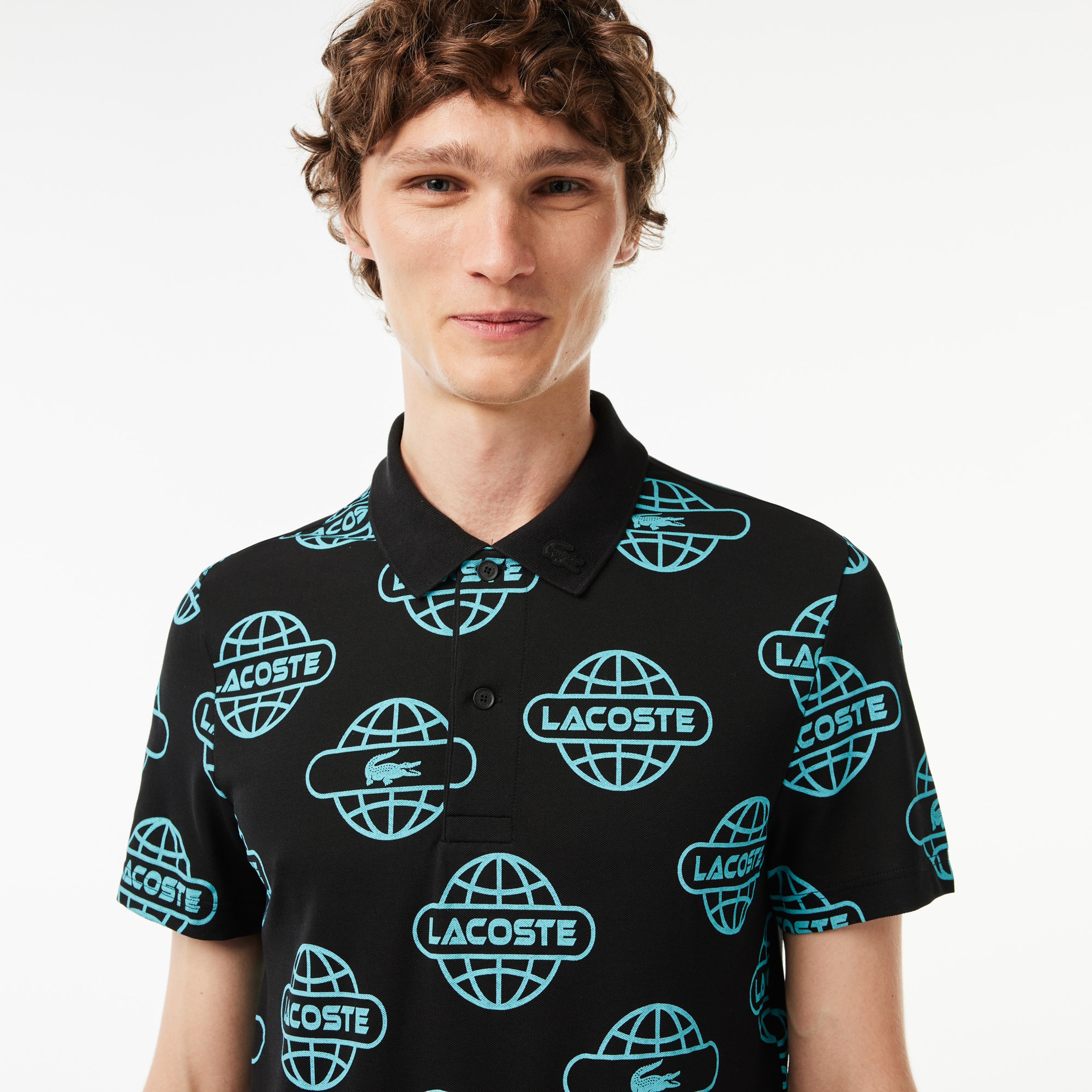 Lacoste Movement Erkek Regular Fit Organik Pamuk Baskılı Siyah Polo