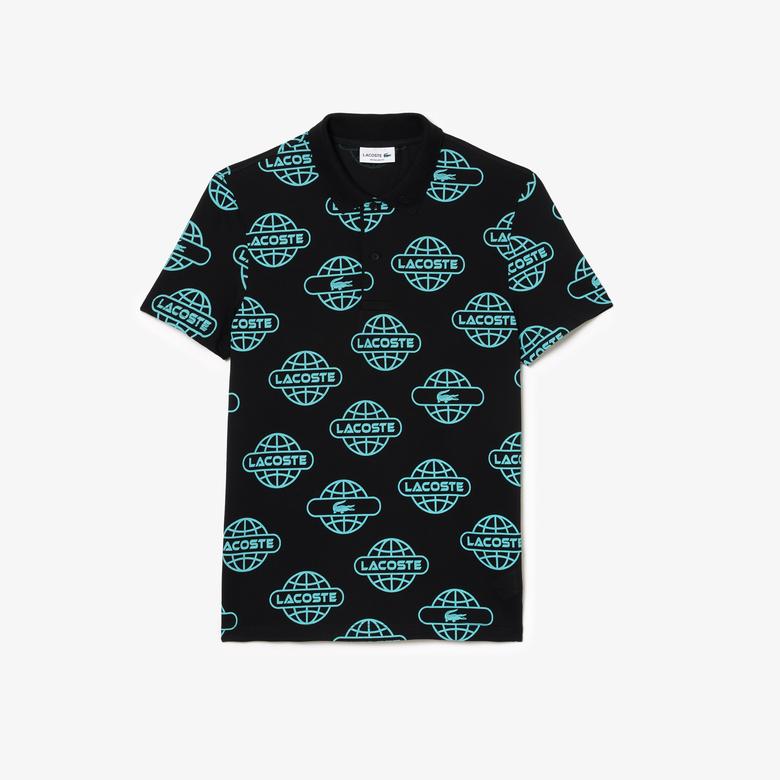 Lacoste Movement Erkek Regular Fit Organik Pamuk Baskılı Siyah Polo