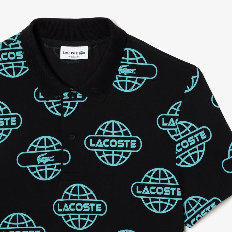 Lacoste Movement Erkek Regular Fit Organik Pamuk Baskılı Siyah Polo