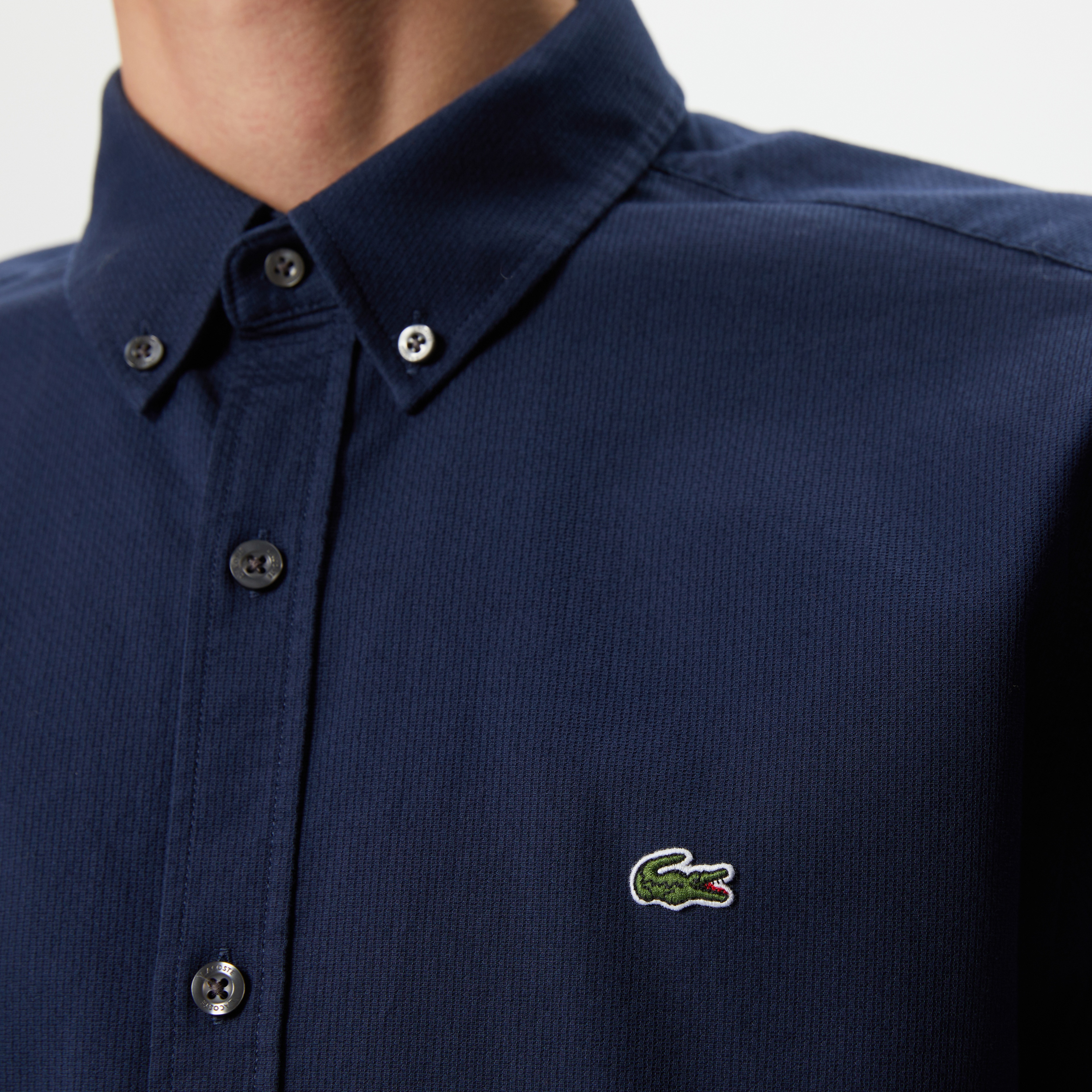 Lacoste Erkek Slim Fit Düğmeli Yaka Lacivert Gömlek