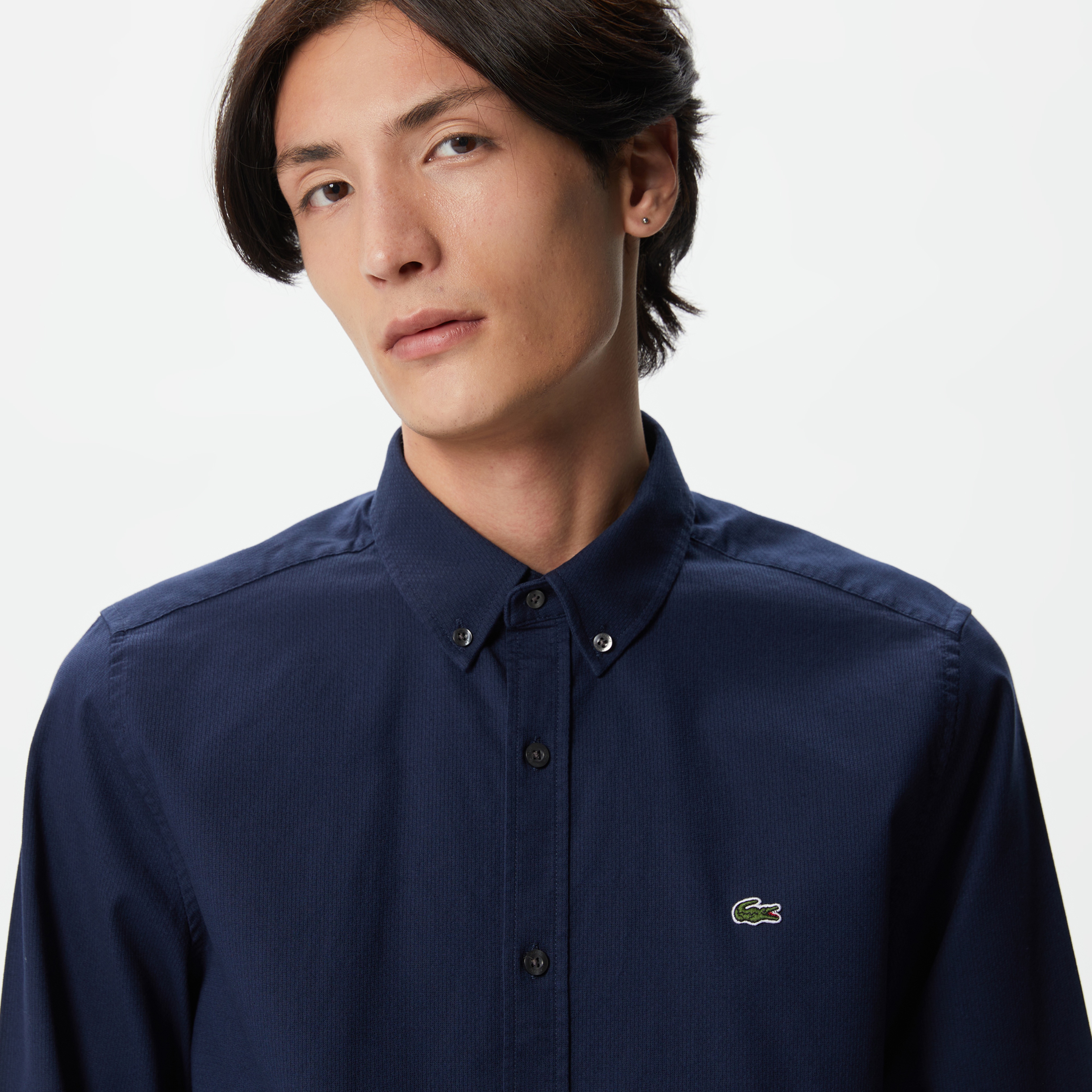 Lacoste Erkek Slim Fit Düğmeli Yaka Lacivert Gömlek