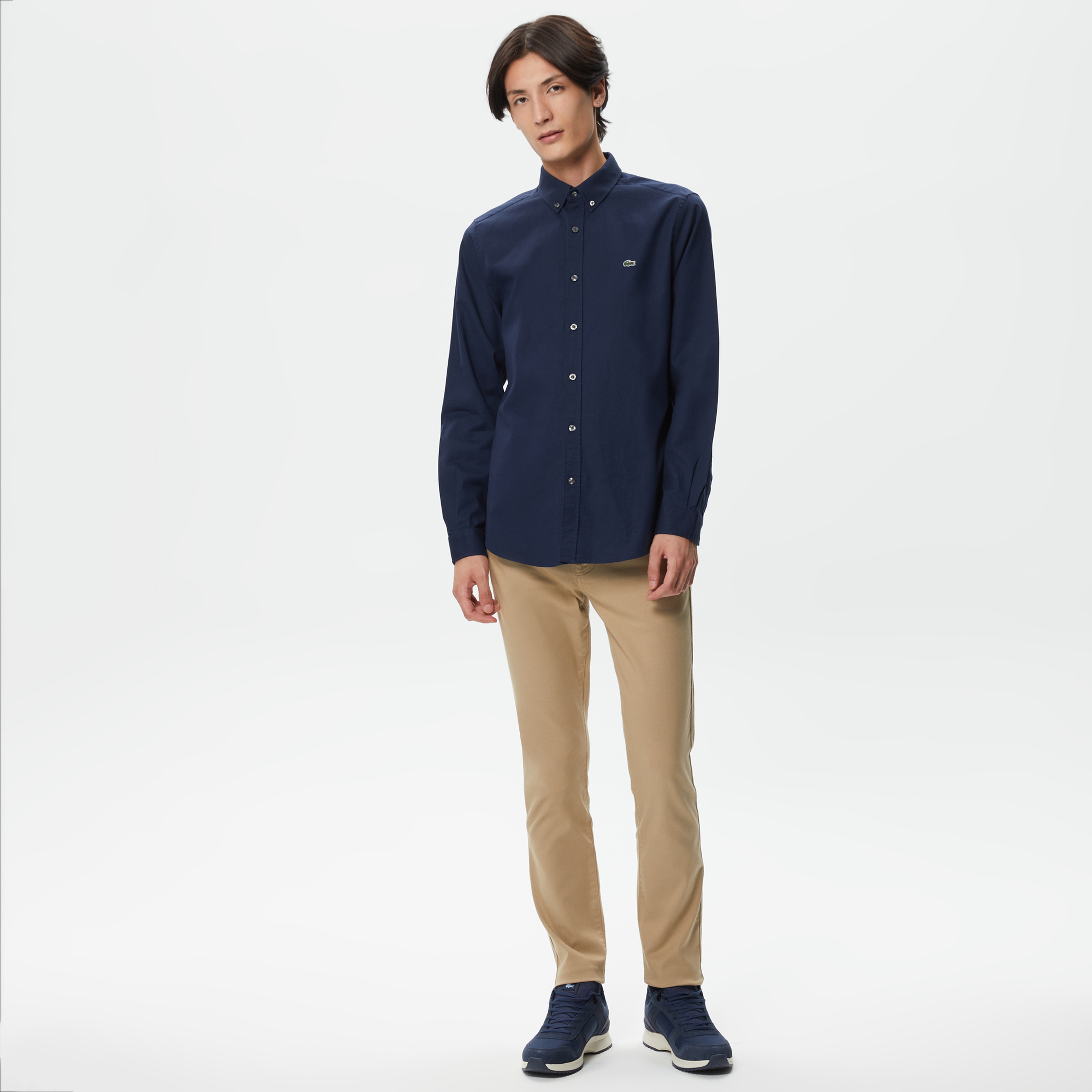 Lacoste Erkek Slim Fit Düğmeli Yaka Lacivert Gömlek