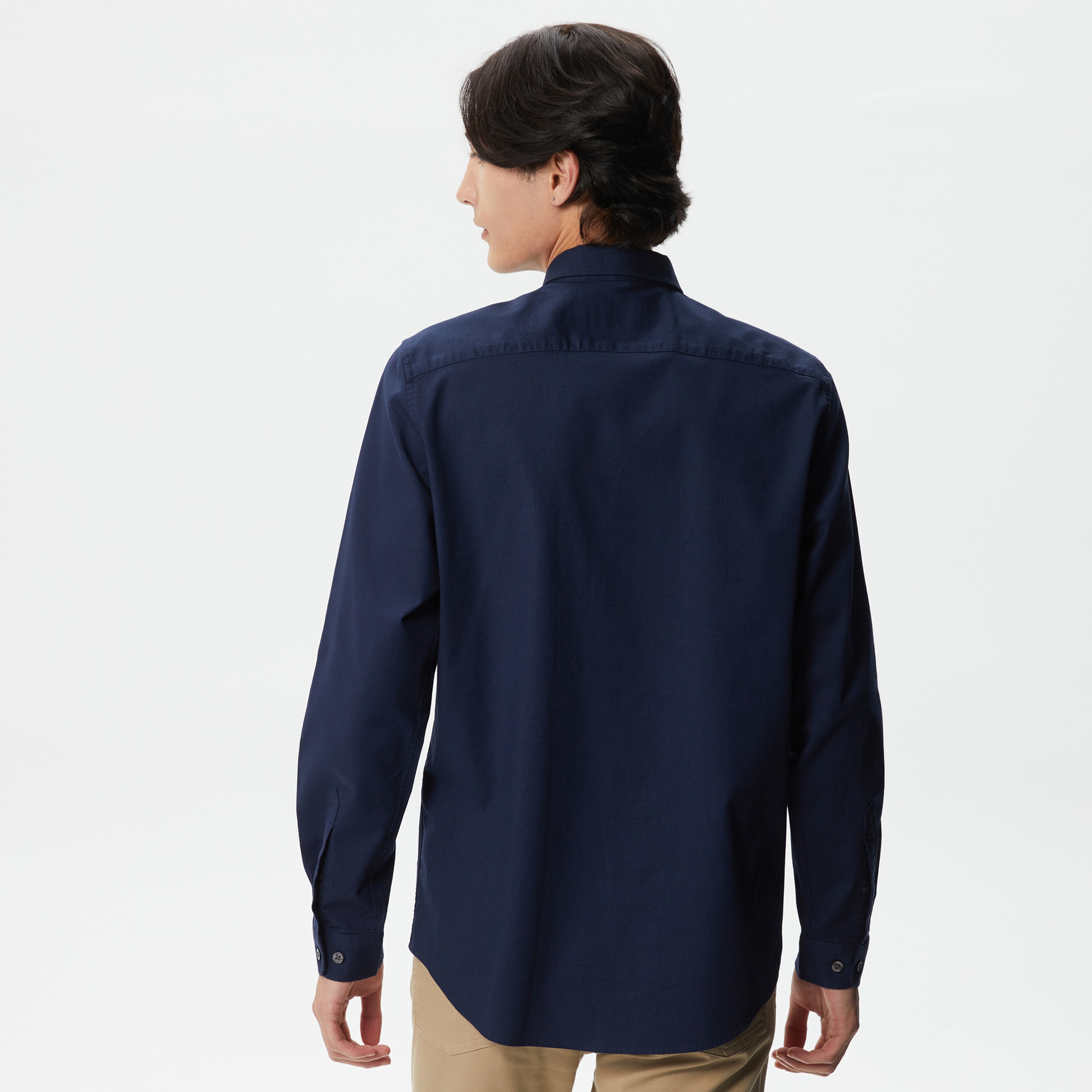 Lacoste Erkek Slim Fit Düğmeli Yaka Lacivert Gömlek